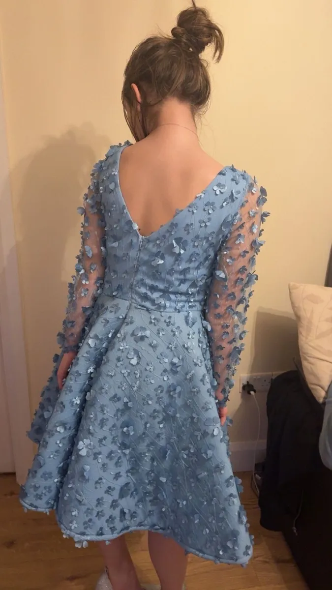 Blue 3D Floral Couture dress/ confirmation - Image 4
