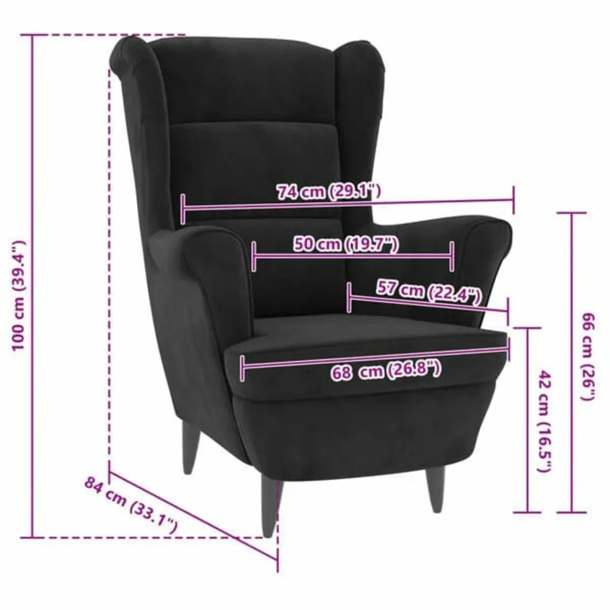 Armchair Black Velvet - Image 3