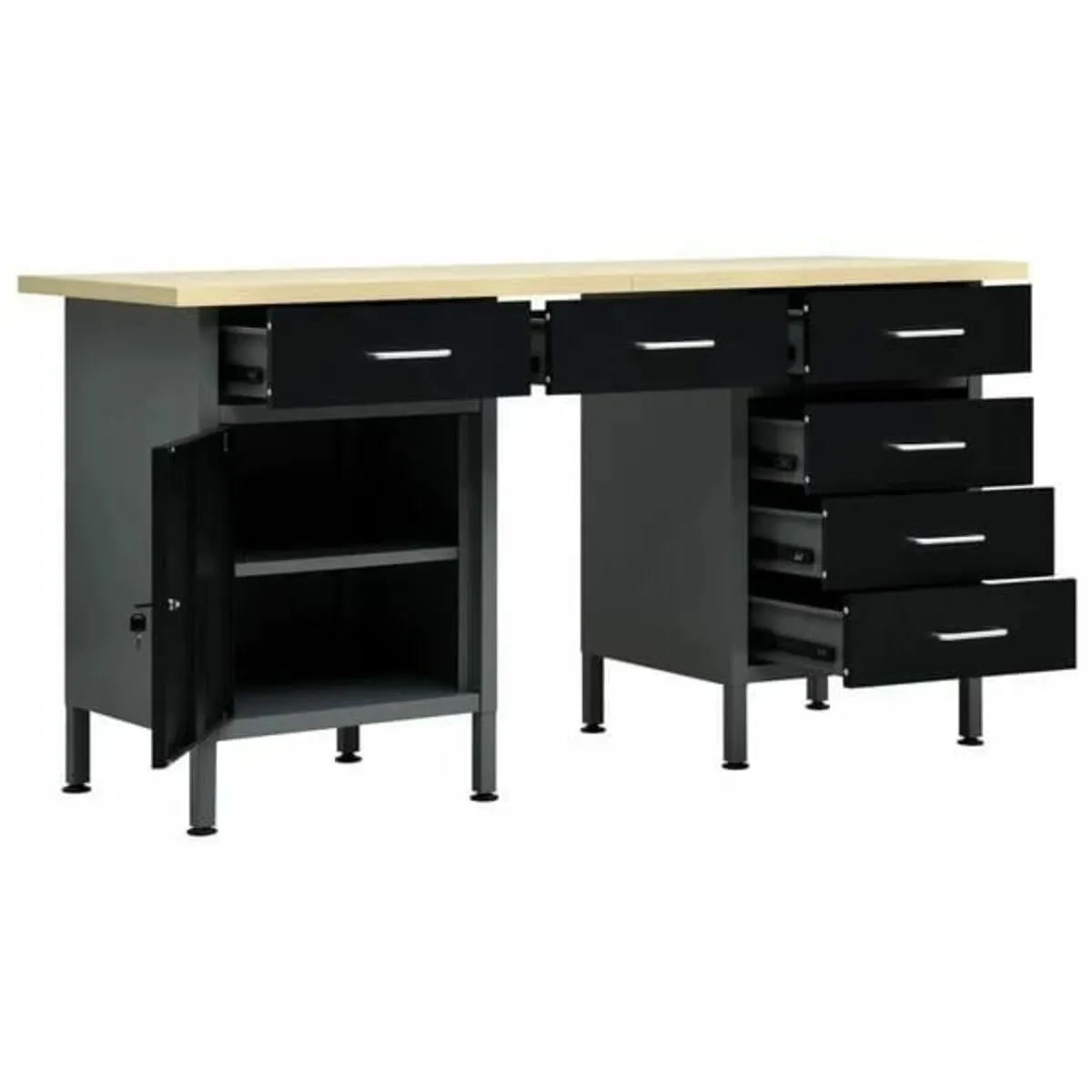 Workbench Black 160x60x85 cm Steel - Image 2
