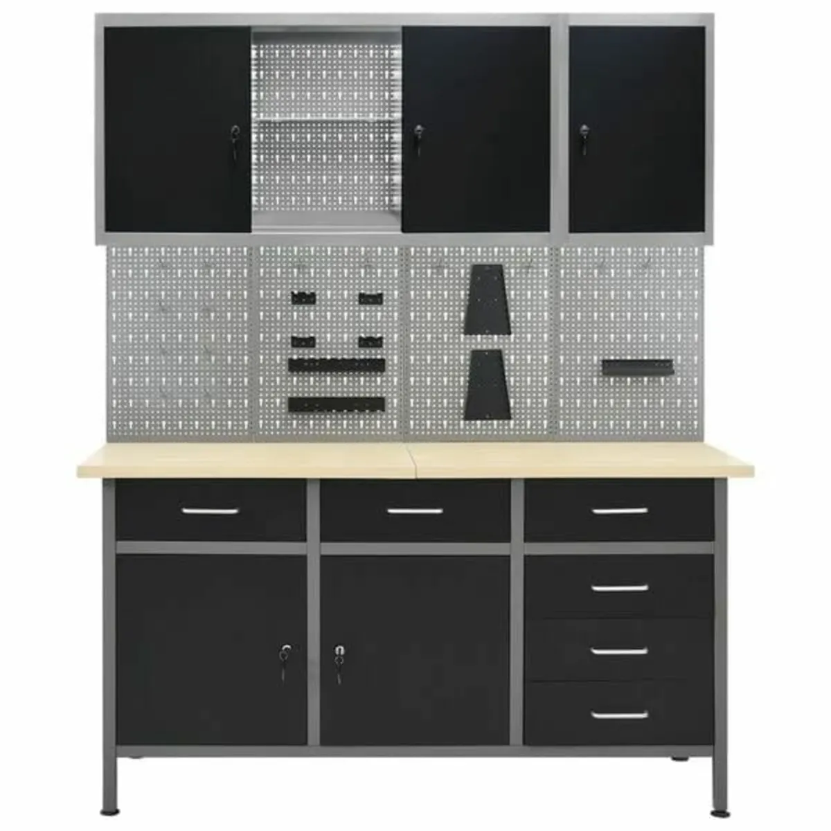 Workbench with Four Wall Panels and Two Cabinets - Image 2