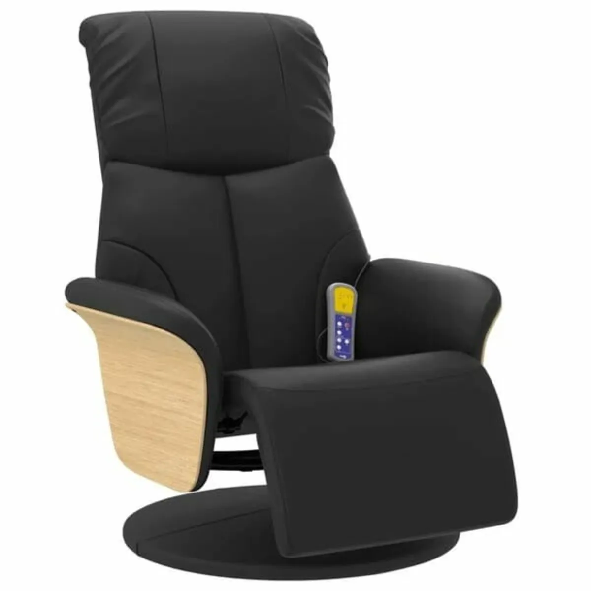 Massage Recliner Chair with Footrest Black Faux Le - Image 1