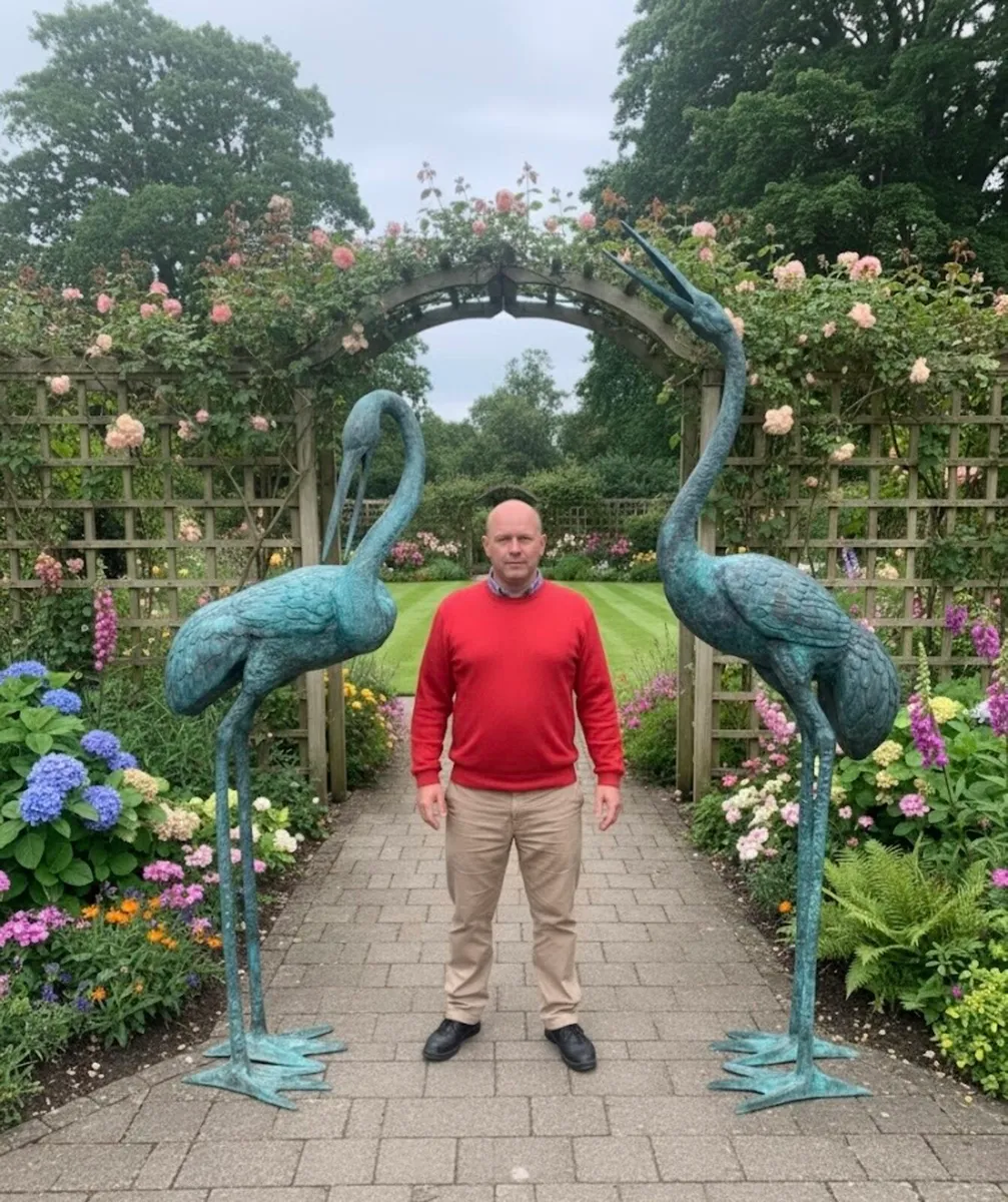 Pair bronze cranes - Image 1