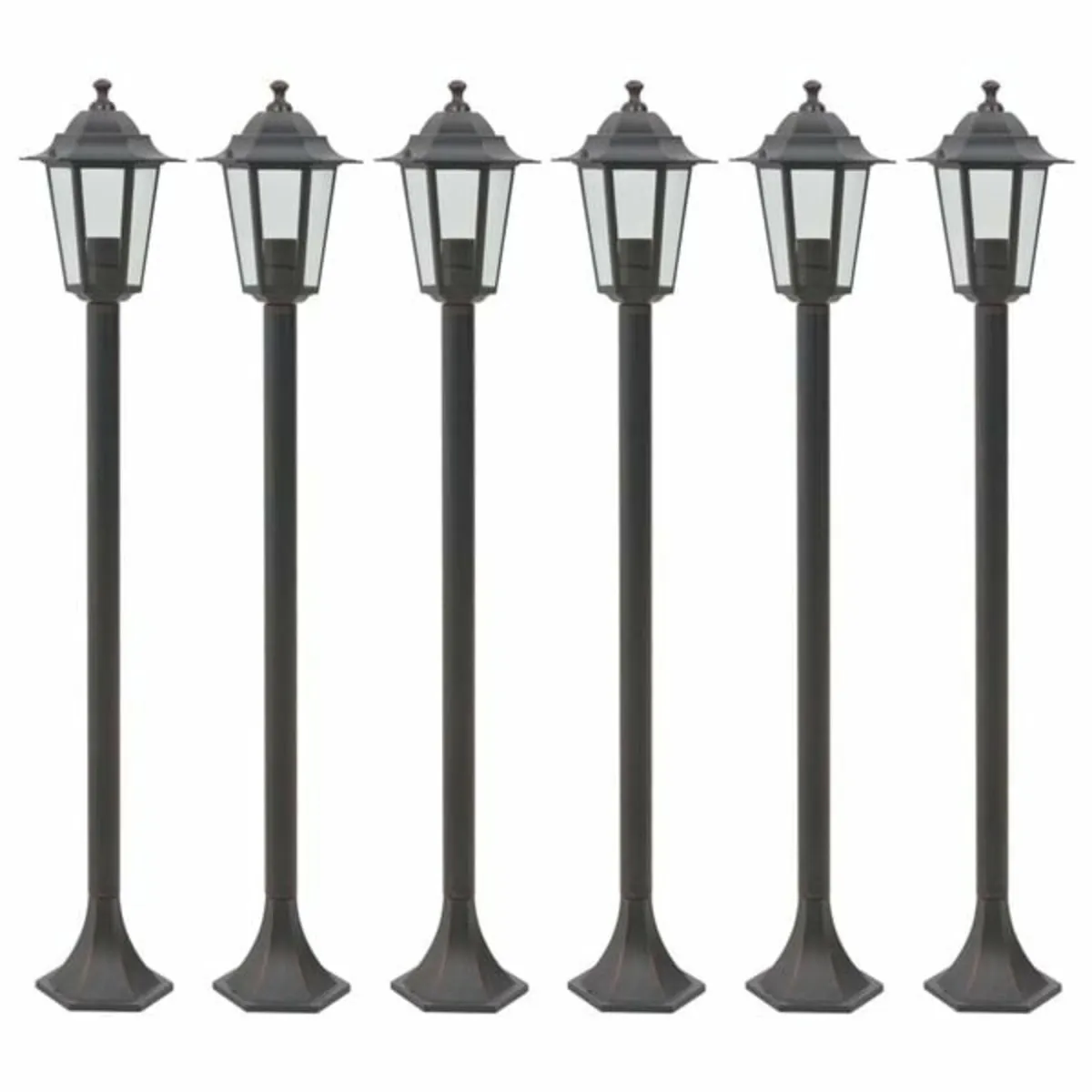 Garden Post Lights 6 pcs E27 110 cm Aluminium Bron - Image 1