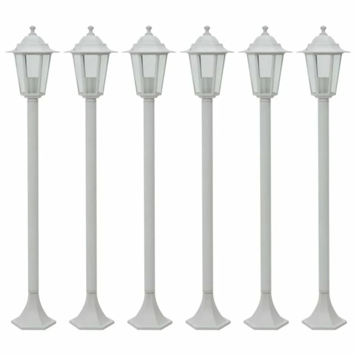Garden Post Lights 6 pcs E27 110 cm Aluminium Whit - Image 1