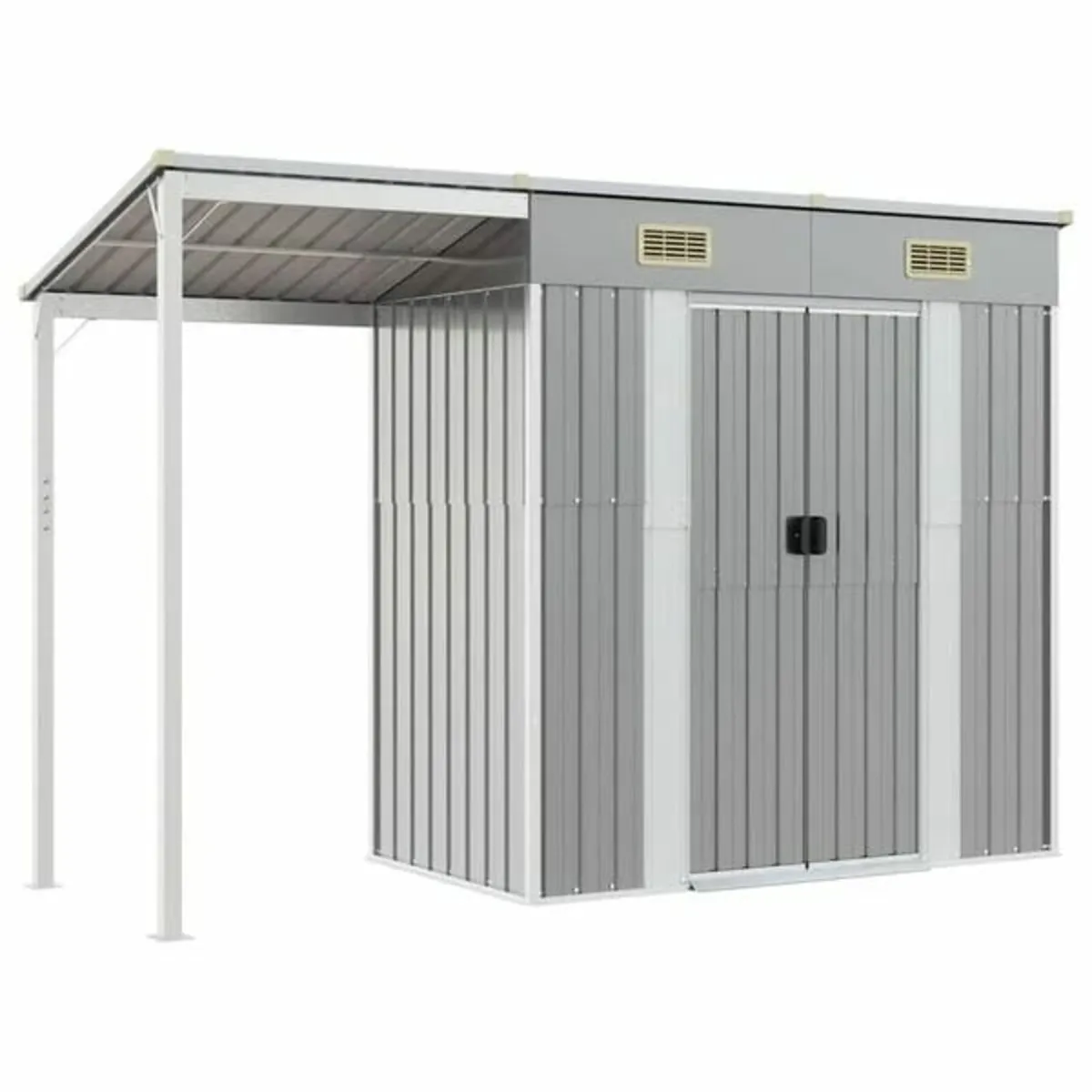 Garden Shed with Extended Roof Light Grey 277x107x - Image 1