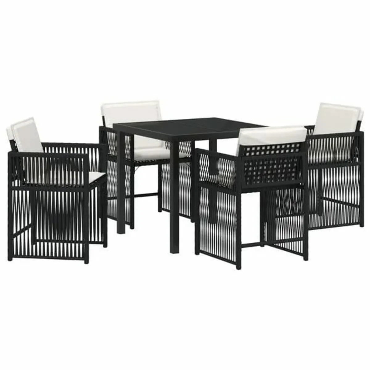 Garden Dining Set 5 pcs Light Grey Poly Rattan - Image 1