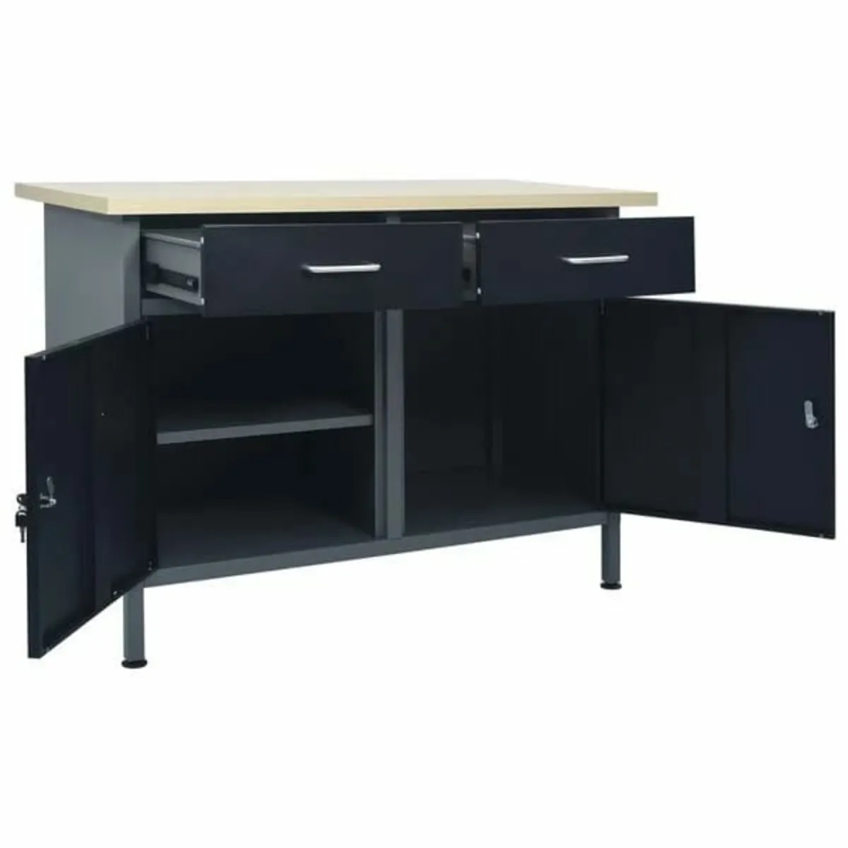 Workbench Black 120x60x85 cm Steel - Image 2