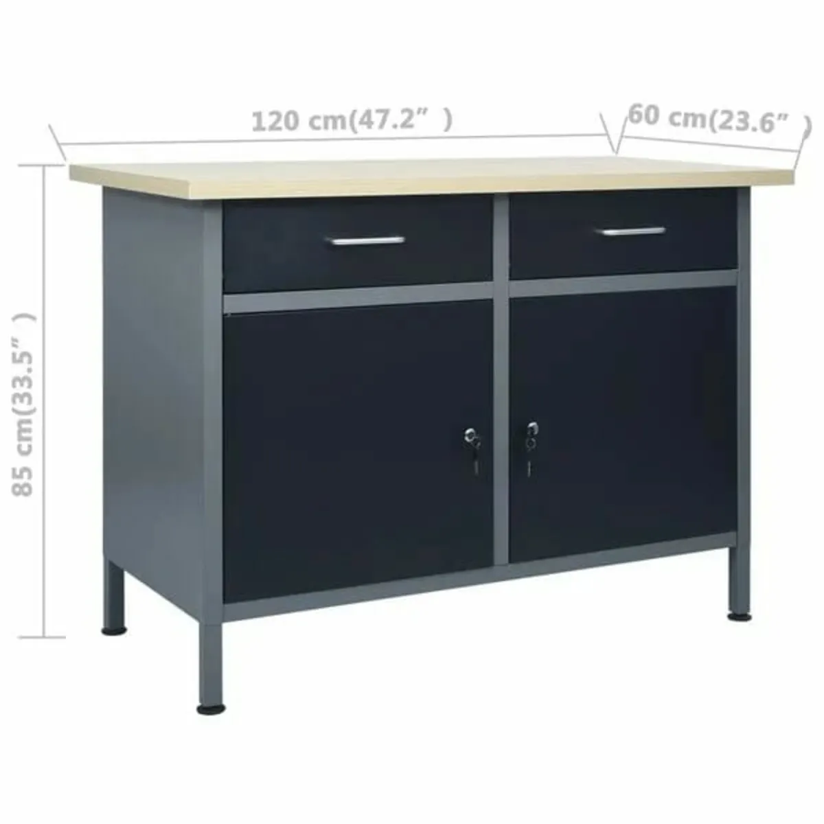 Workbench Black 120x60x85 cm Steel - Image 3