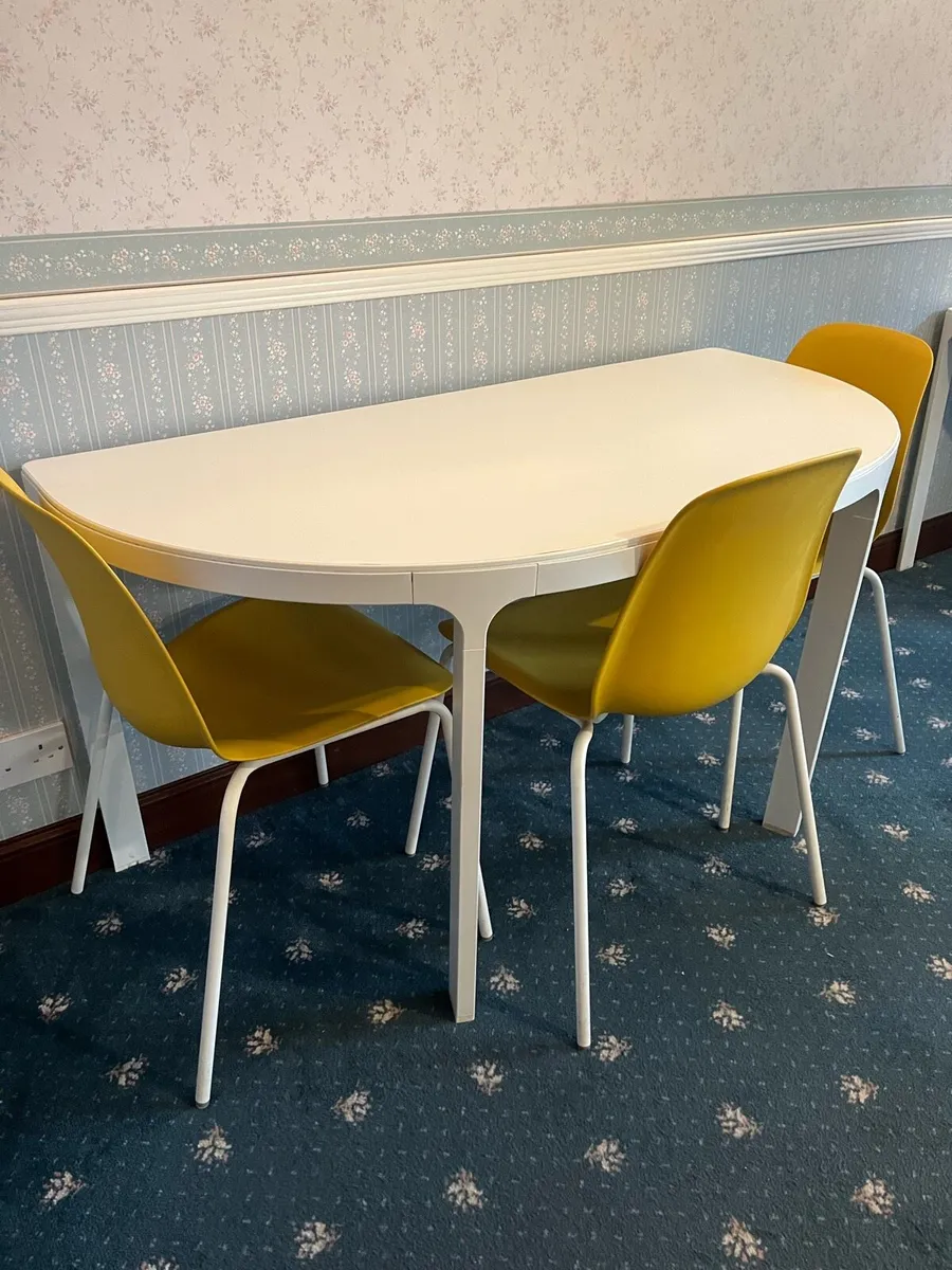 Half-Moon Table + 3 Yellow Chairs - Image 3