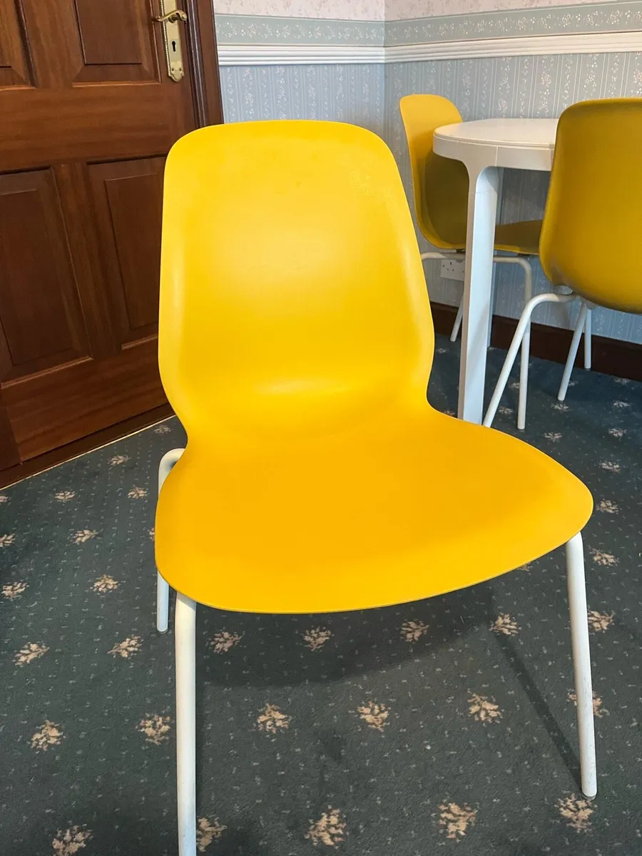 Half-Moon Table + 3 Yellow Chairs - Image 4