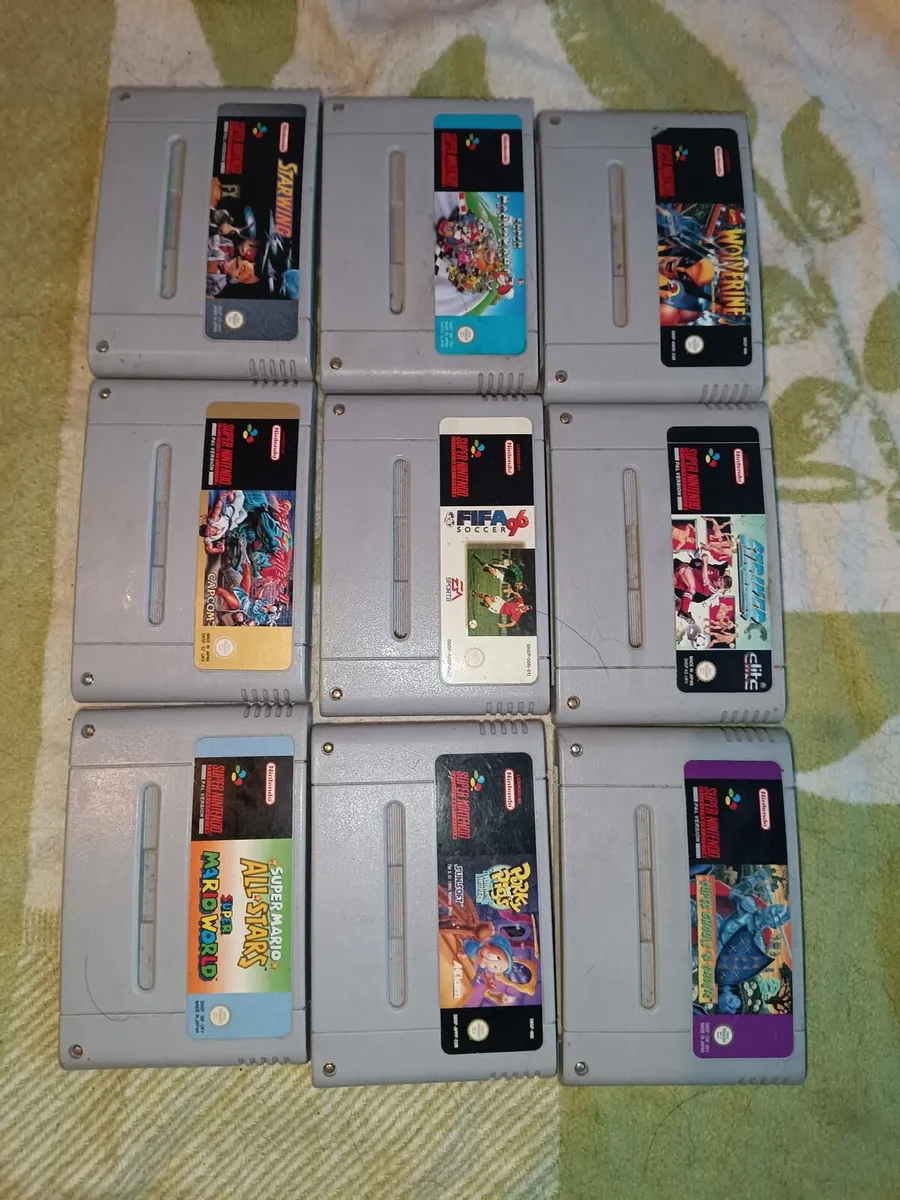 SNES games €110, controllers x 2 €50, Console €???