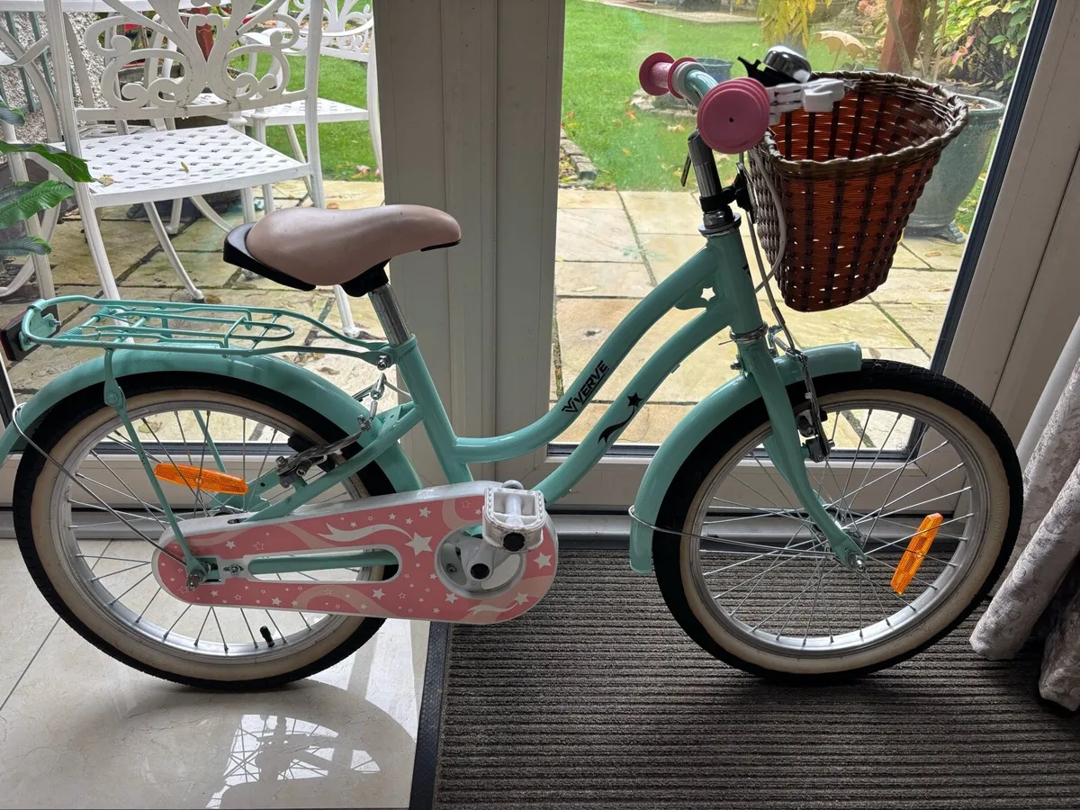 18 Inch Verve Star Bike with Basket Mint and Pink - Image 2
