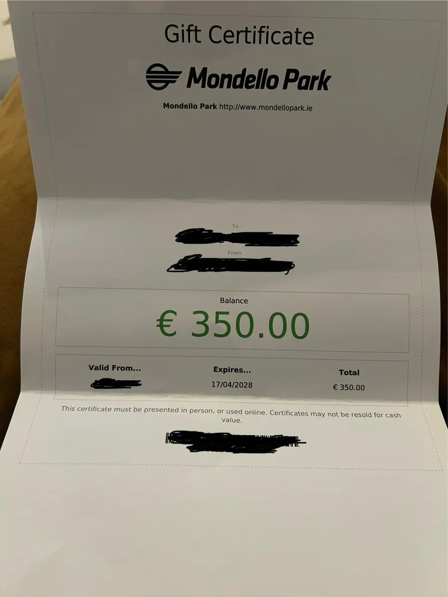 350 euro mondello park voucher