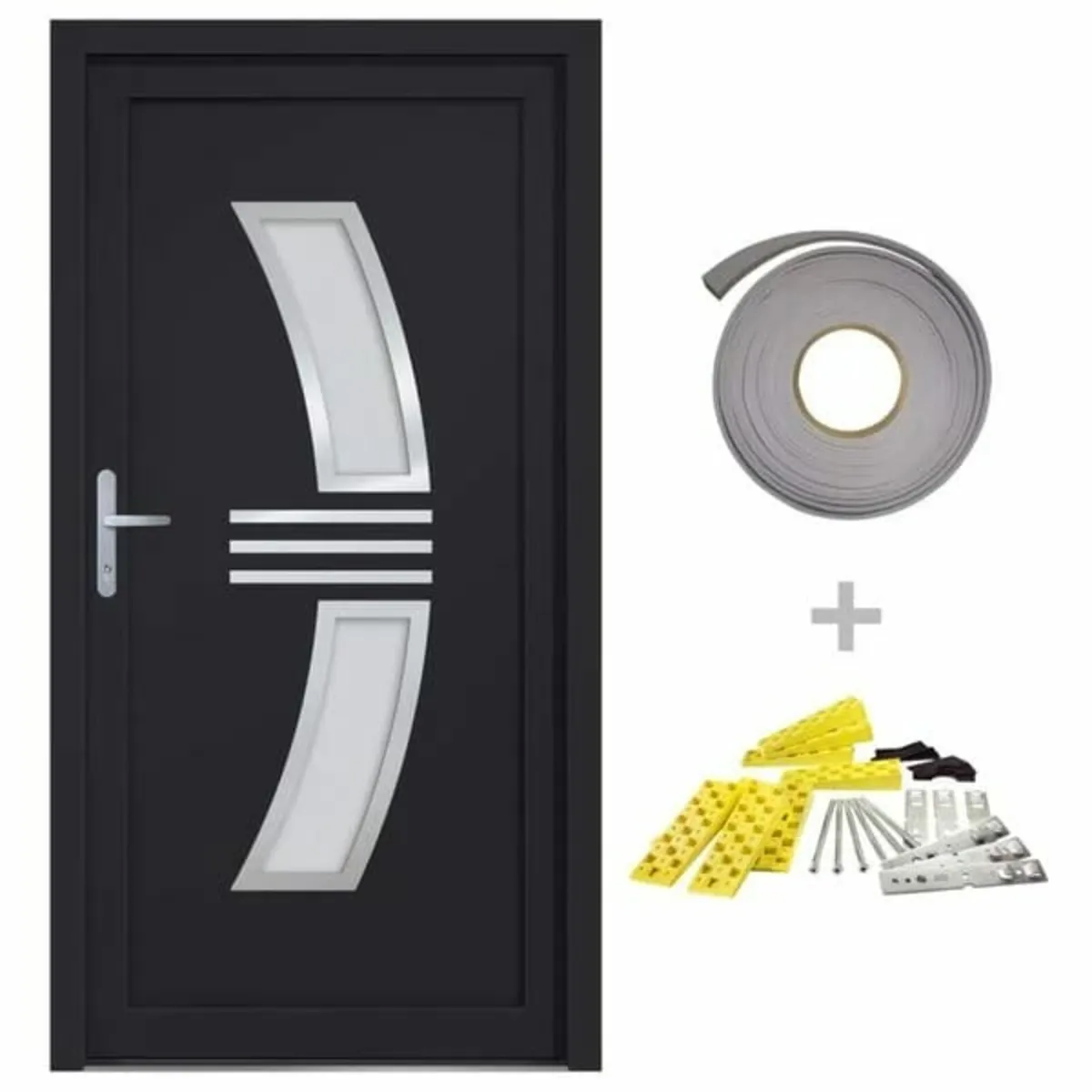 Front Door Anthracite 88x200 cm PVC - Image 1