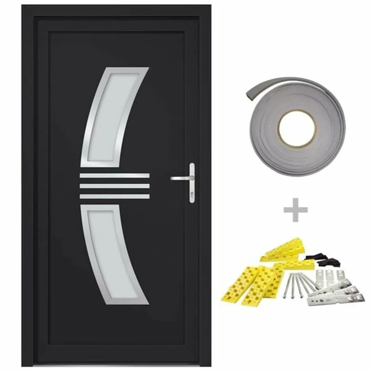 Front Door Anthracite 88x200 cm PVC - Image 1