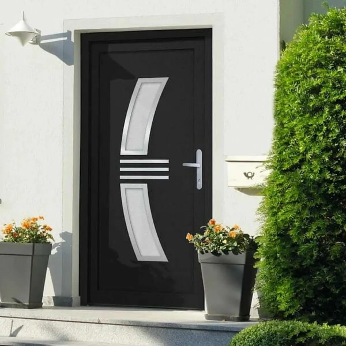 Front Door Anthracite 88x200 cm PVC - Image 2