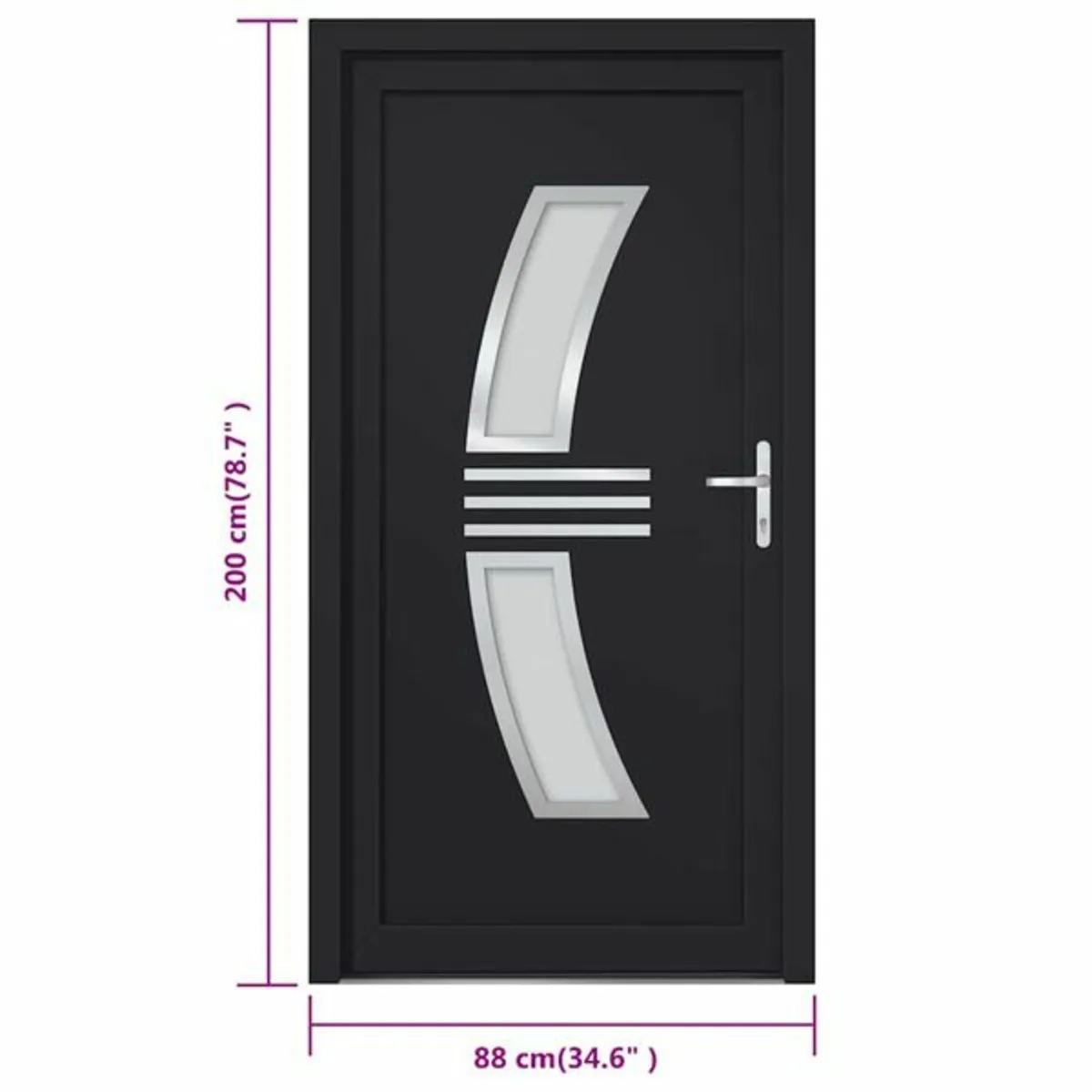 Front Door Anthracite 88x200 cm PVC - Image 3