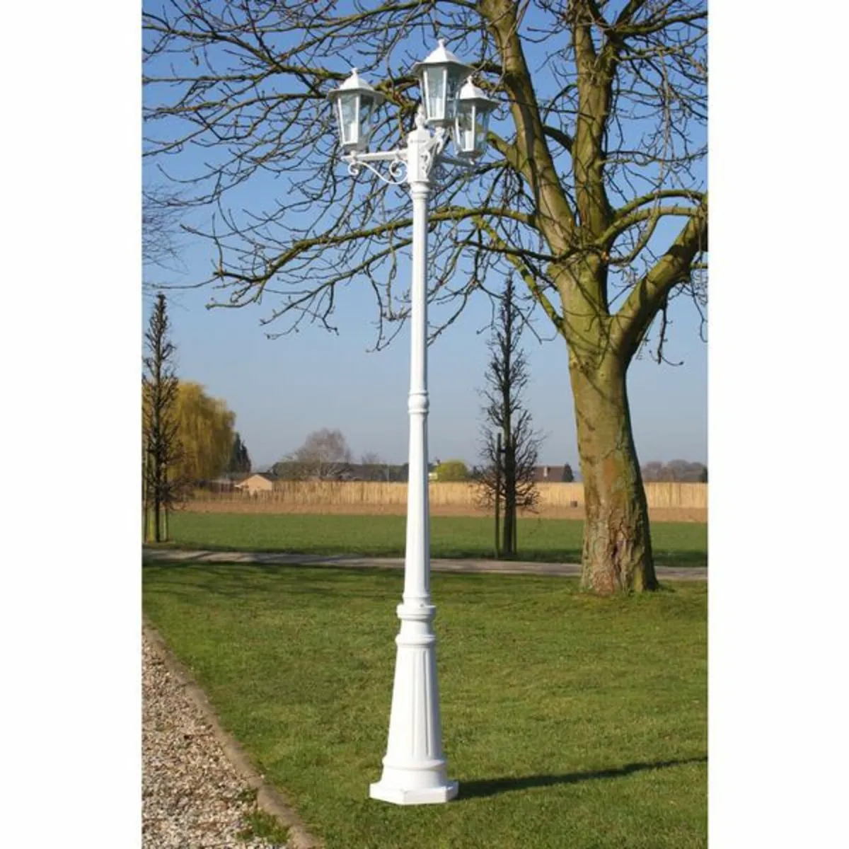 Garden Light Post 3-arms 215 cm White Aluminium - Image 1