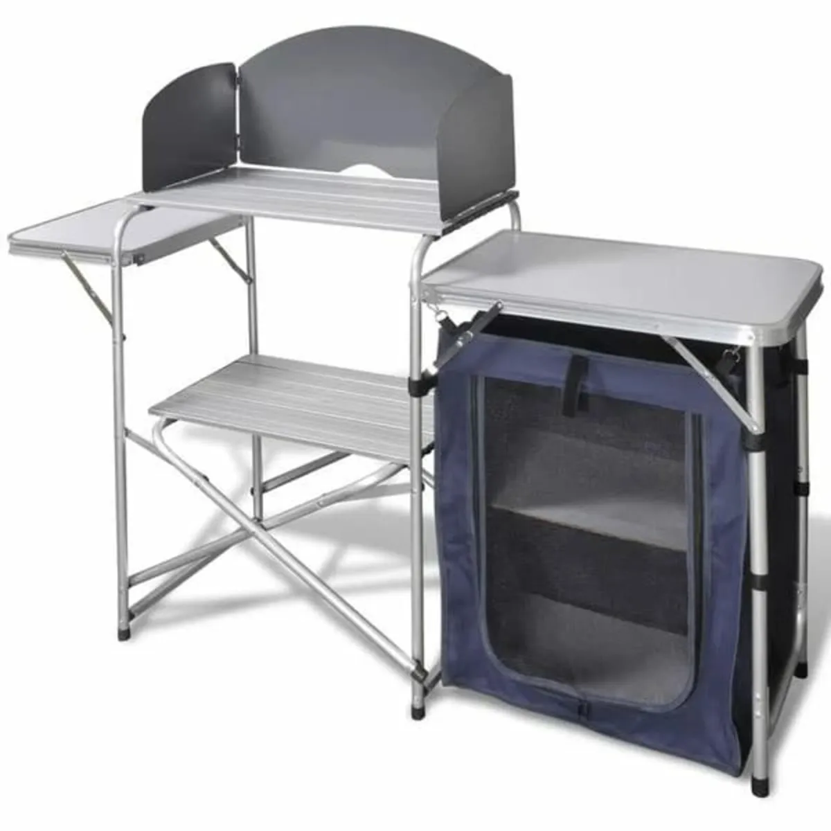 Foldable Camping Kitchen Unit with Windshield Alum - Image 1
