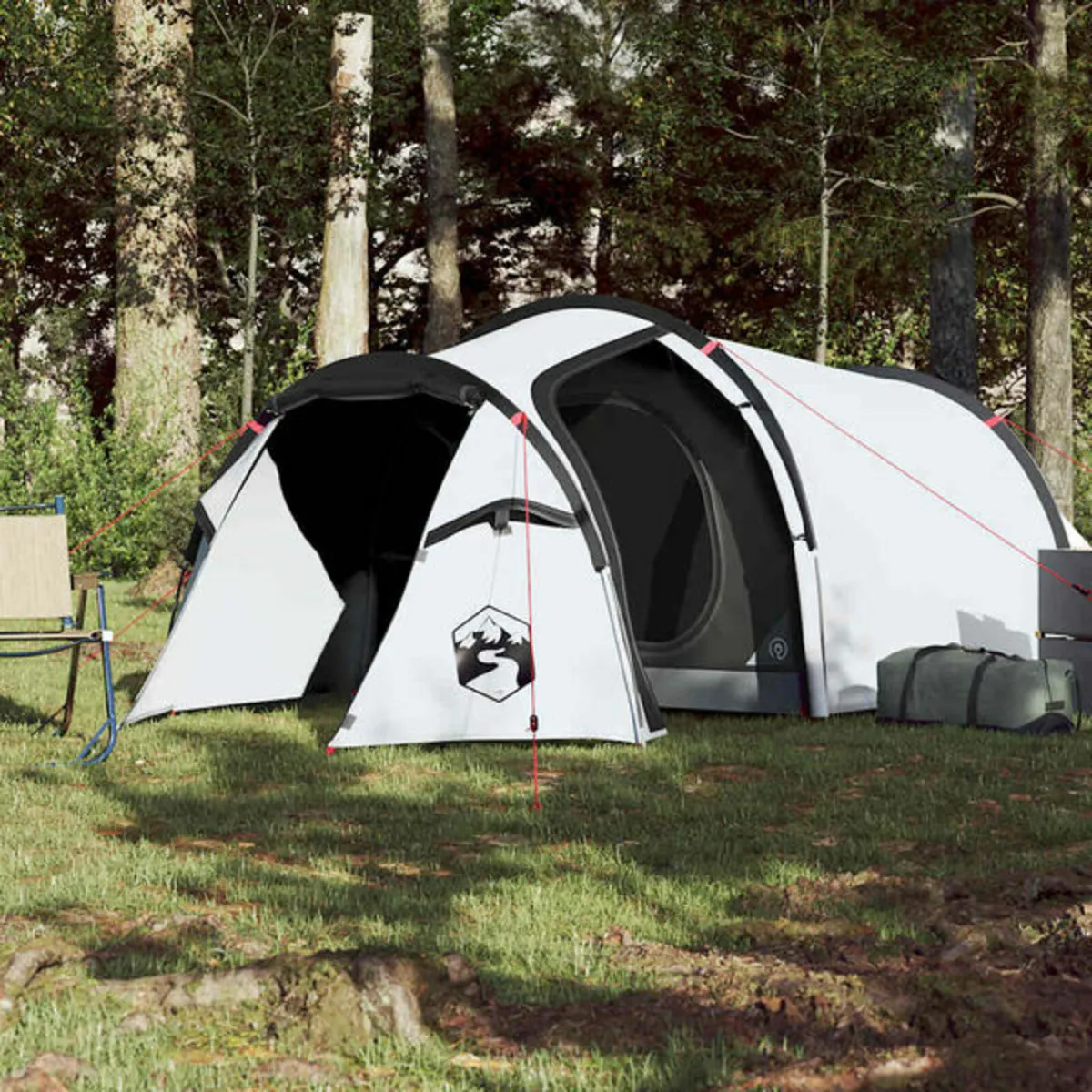 Camping Tent Tunnel 2-Person White Blackout Fabric - Image 3