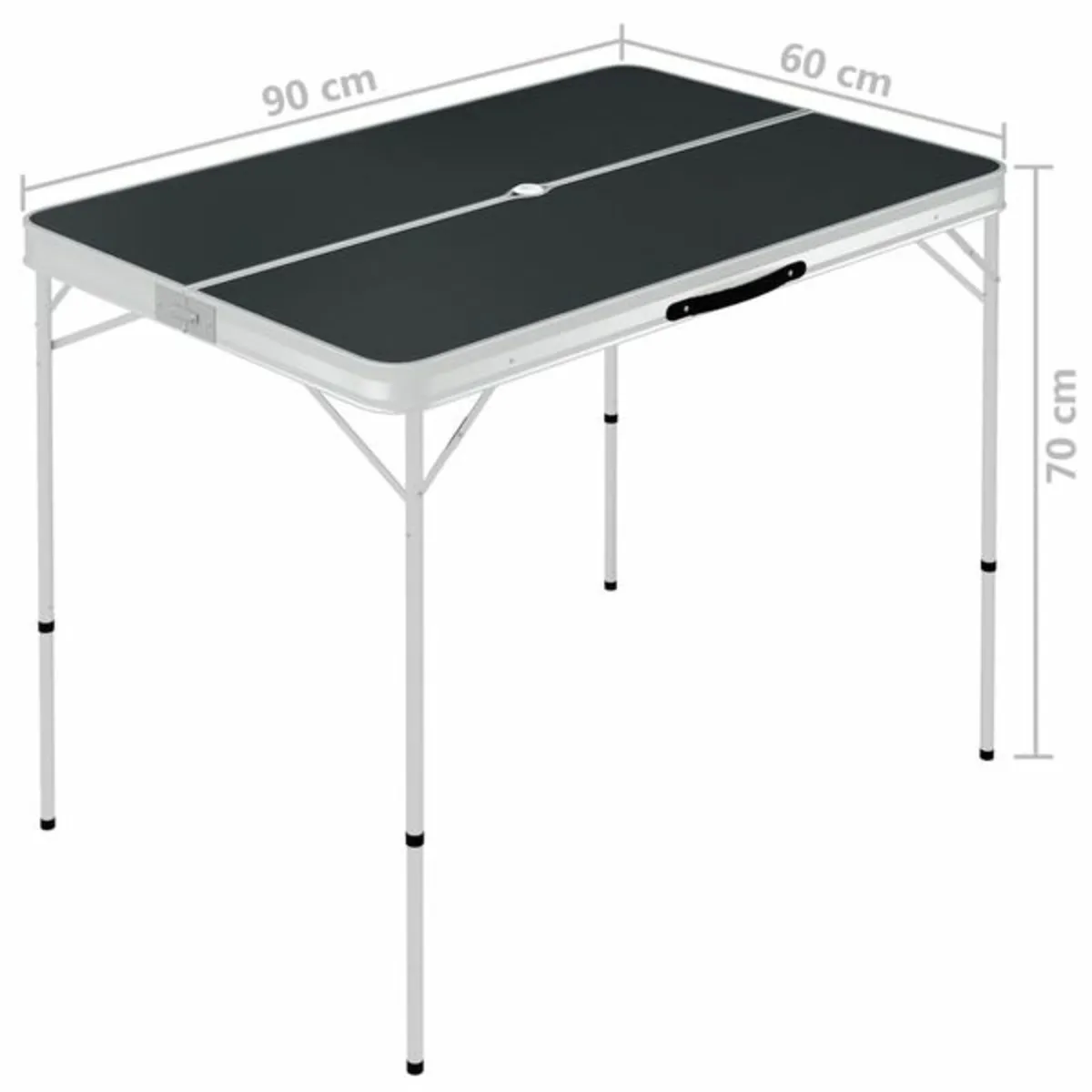 Folding Camping Table with 2 Benches Aluminium Gre - Image 4