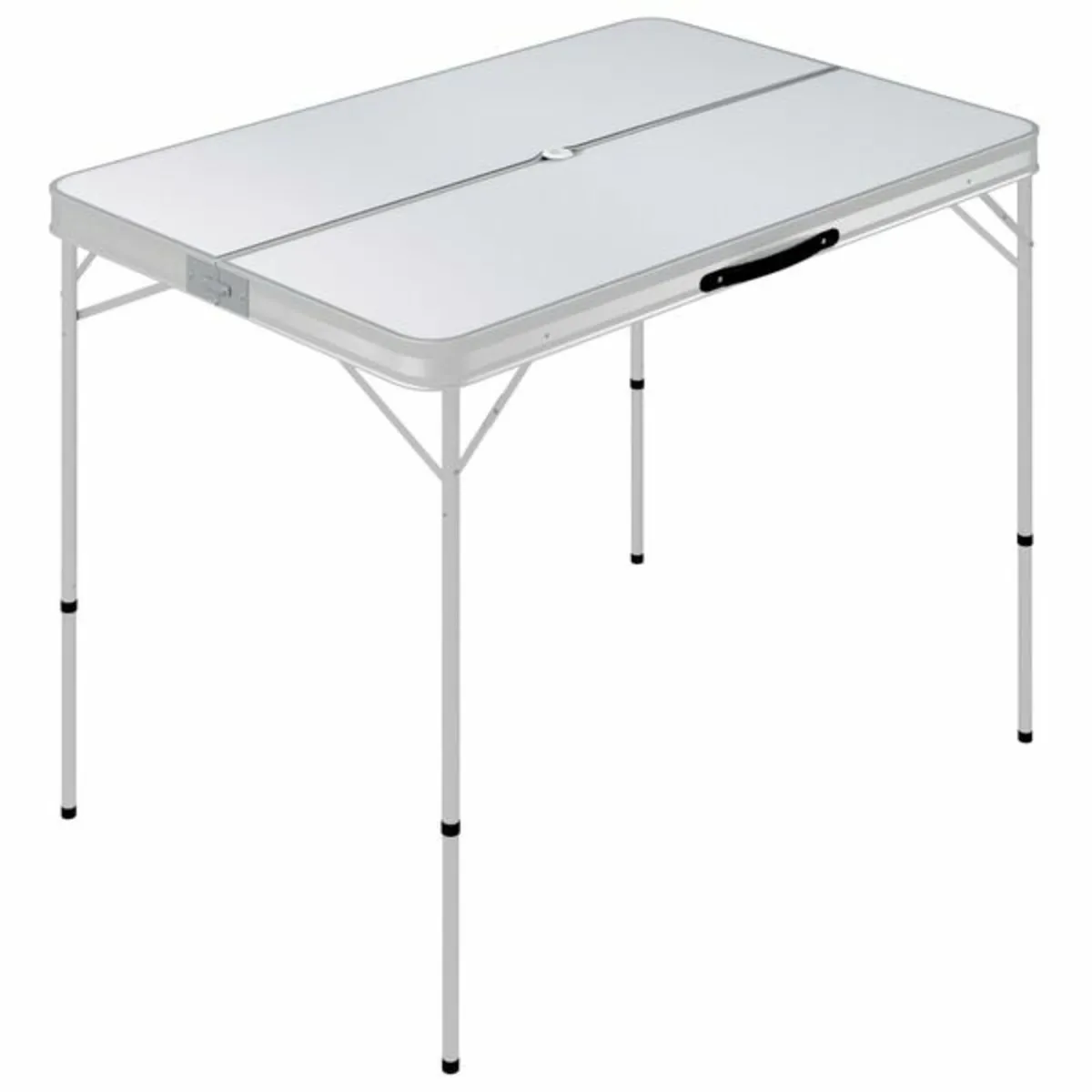 Folding Camping Table with 2 Benches Aluminium Whi - Image 2