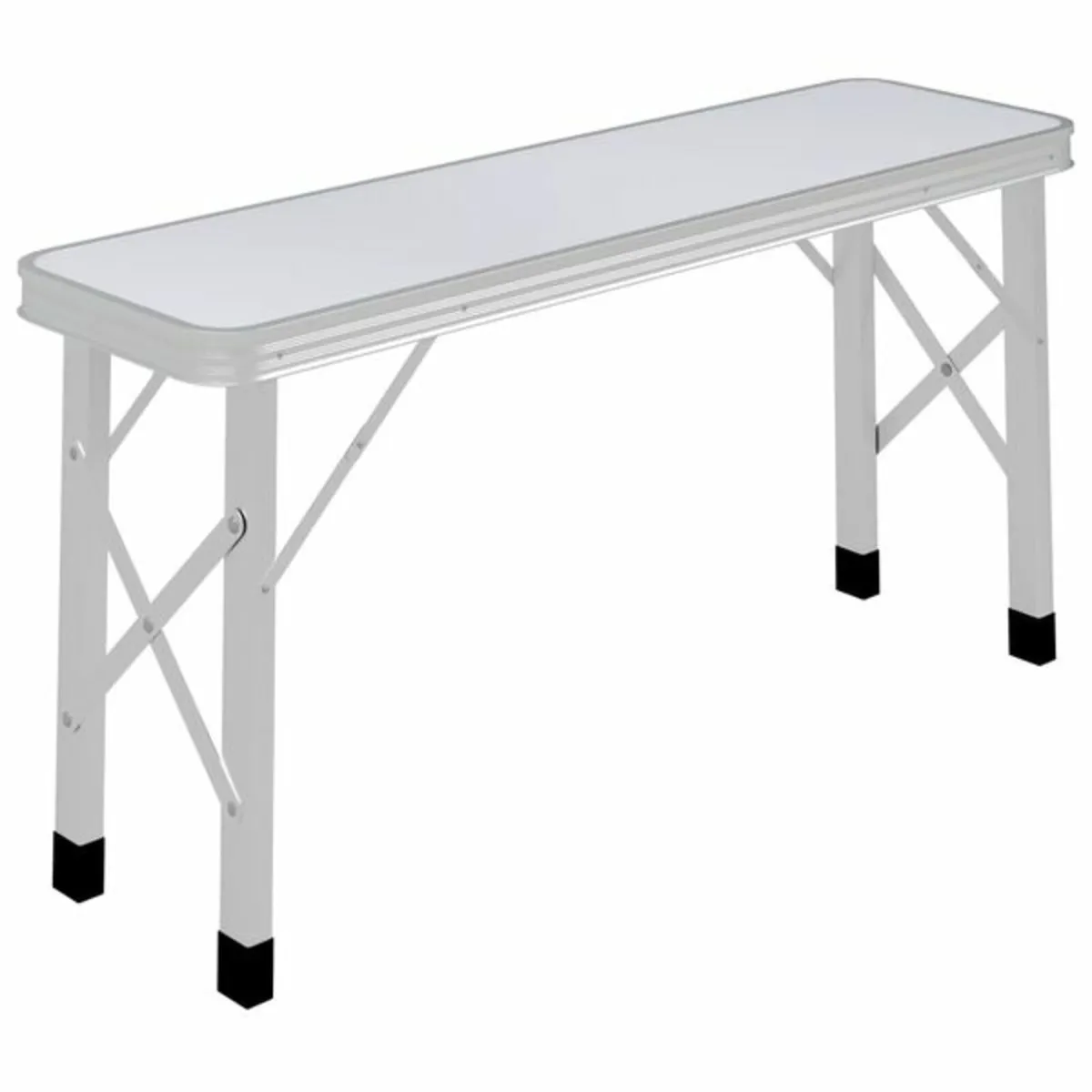 Folding Camping Table with 2 Benches Aluminium Whi - Image 3