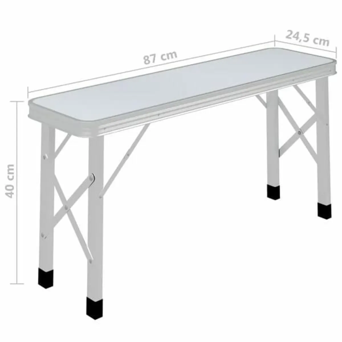 Folding Camping Table with 2 Benches Aluminium Whi - Image 4