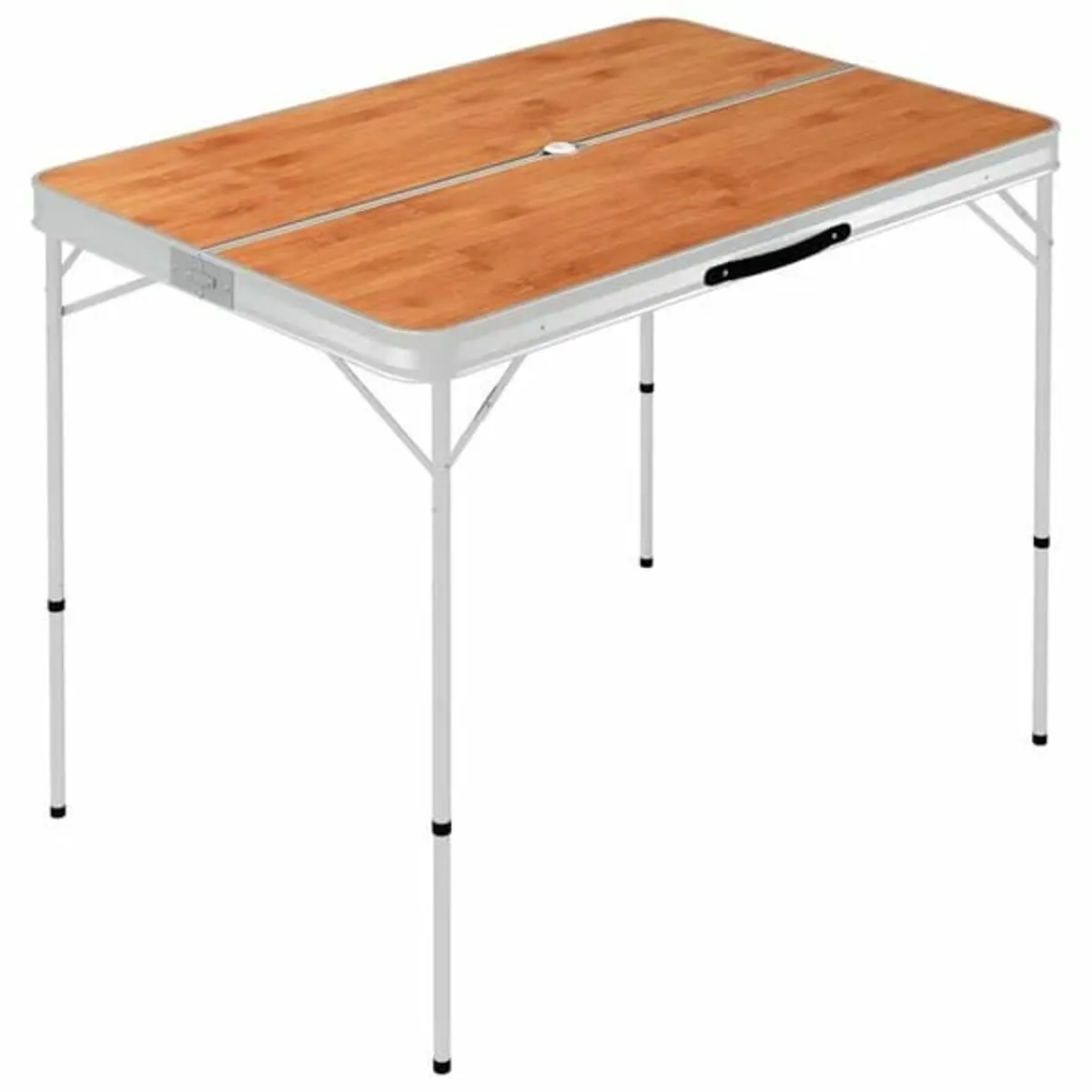 Folding Camping Table with 2 Benches Aluminium Bro - Image 2