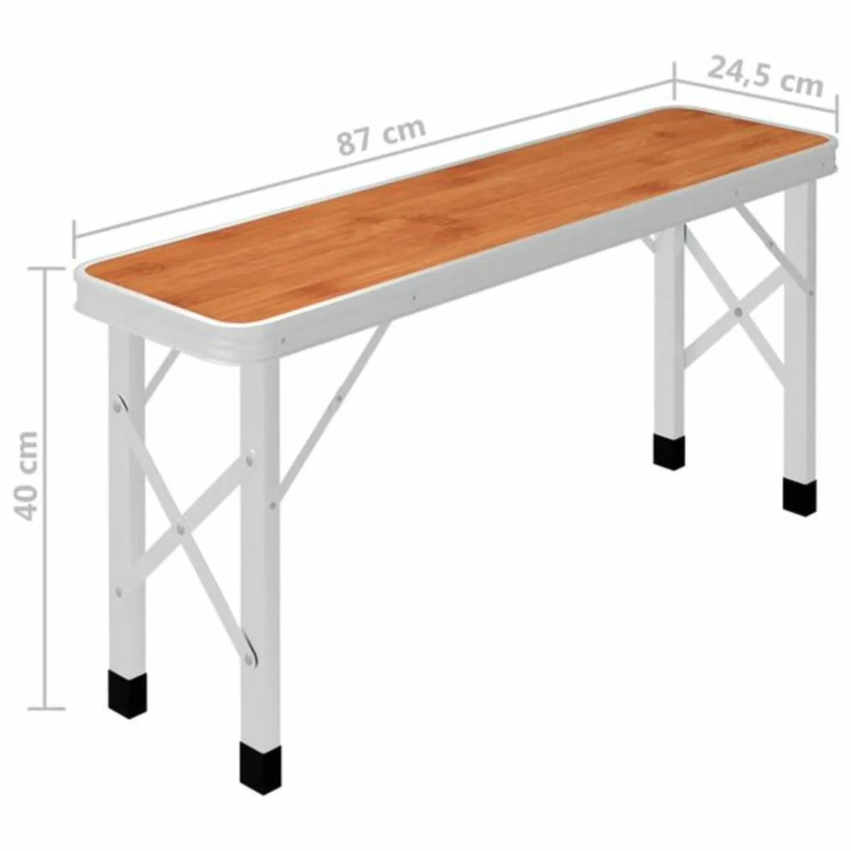 Folding Camping Table with 2 Benches Aluminium Bro - Image 4