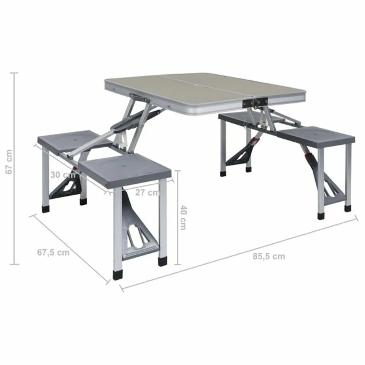 Folding Camping Table with 4 Seats Steel Aluminium - Image 3