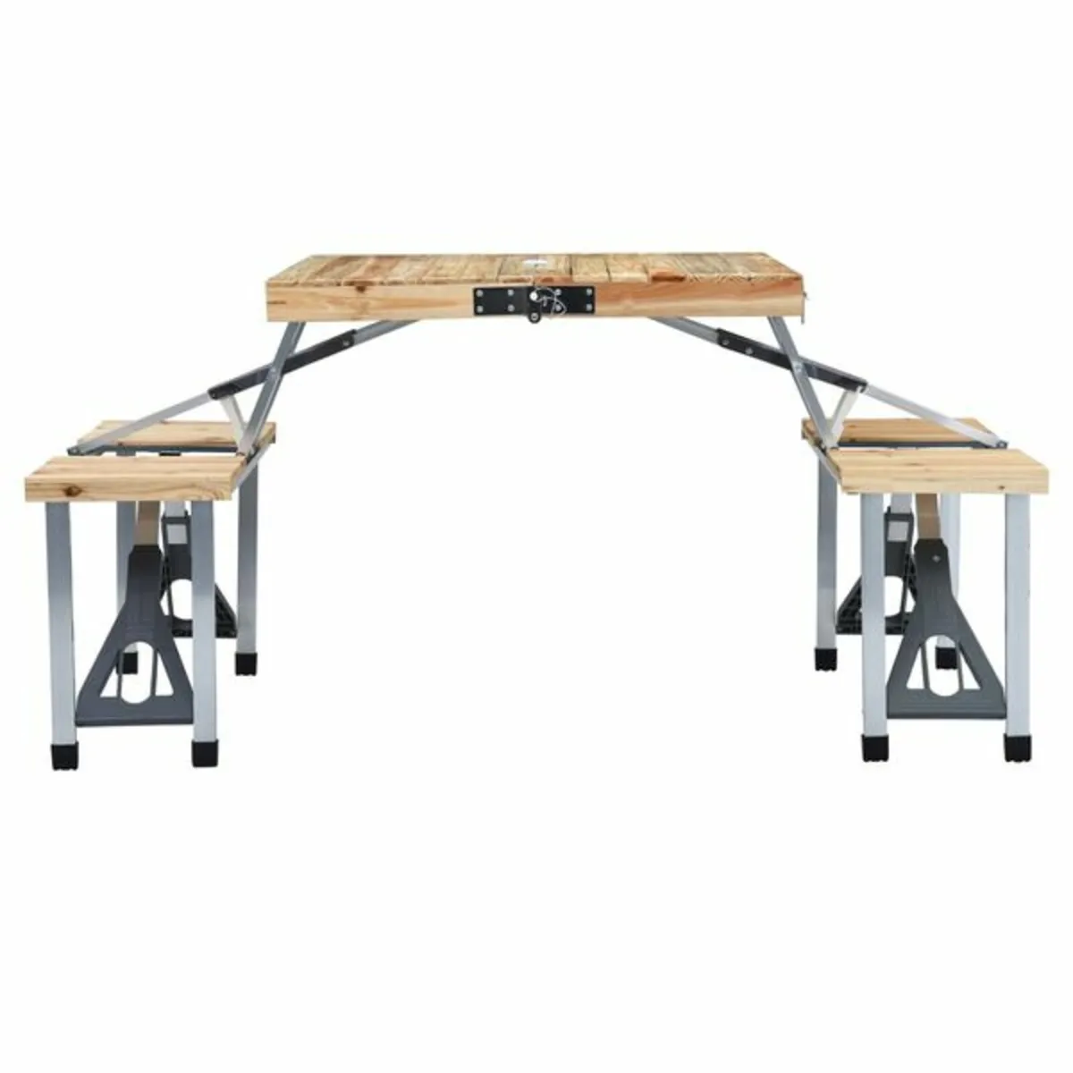 Folding Camping Table with 4 Seats Steel Aluminium - Image 2