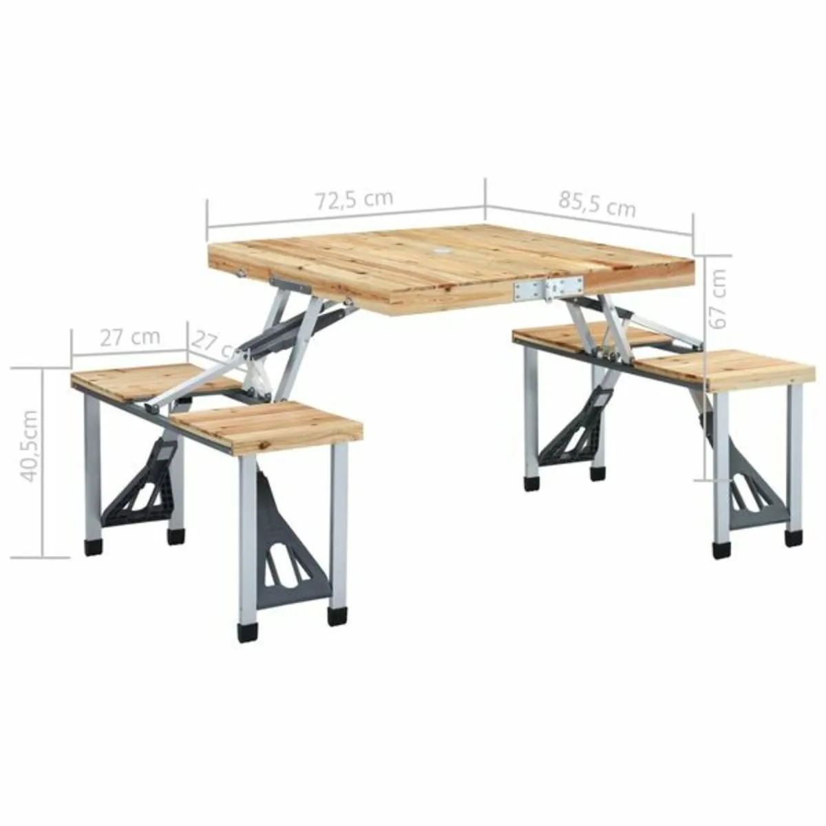 Folding Camping Table with 4 Seats Steel Aluminium - Image 3