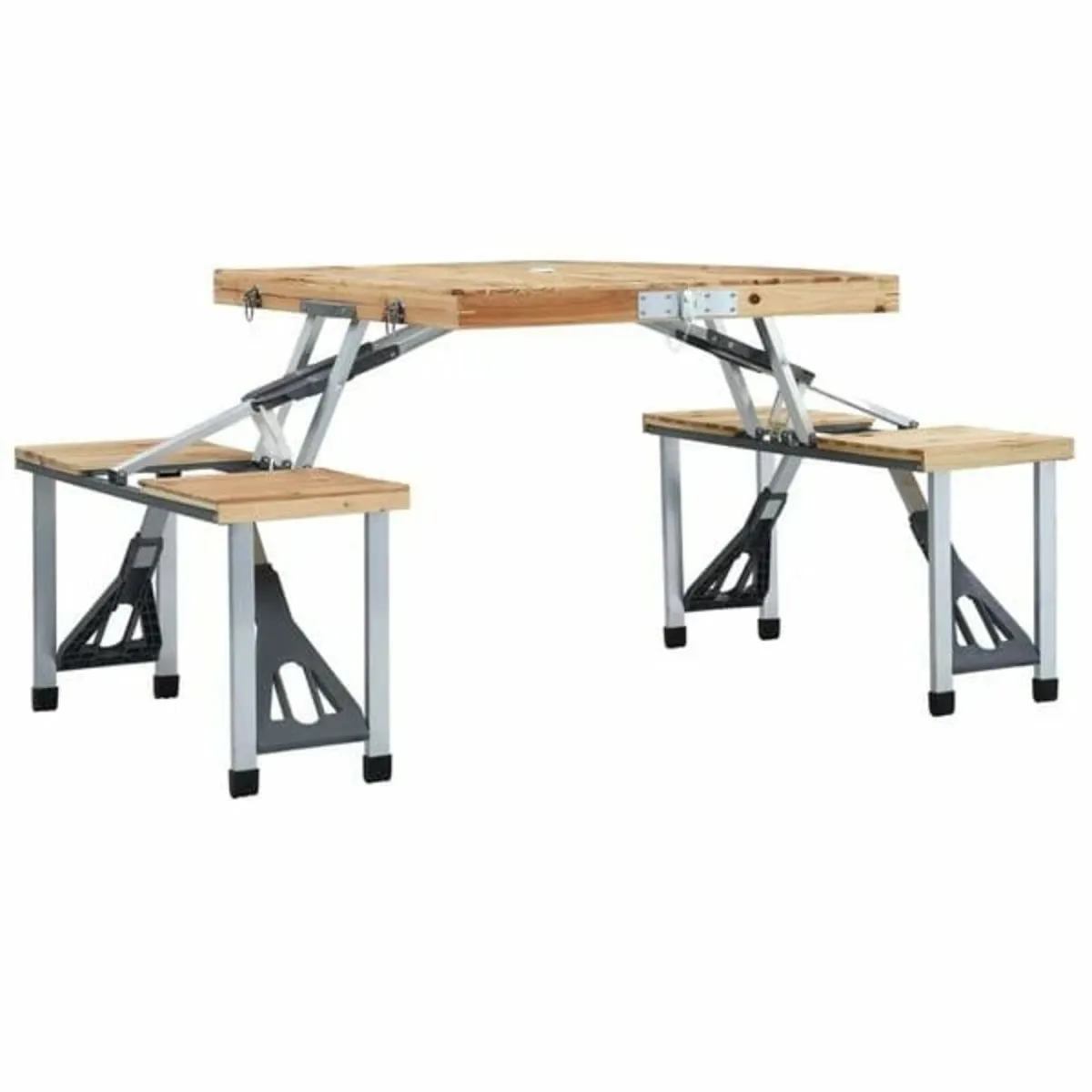 Folding Camping Table with 4 Seats Steel Aluminium - Image 4