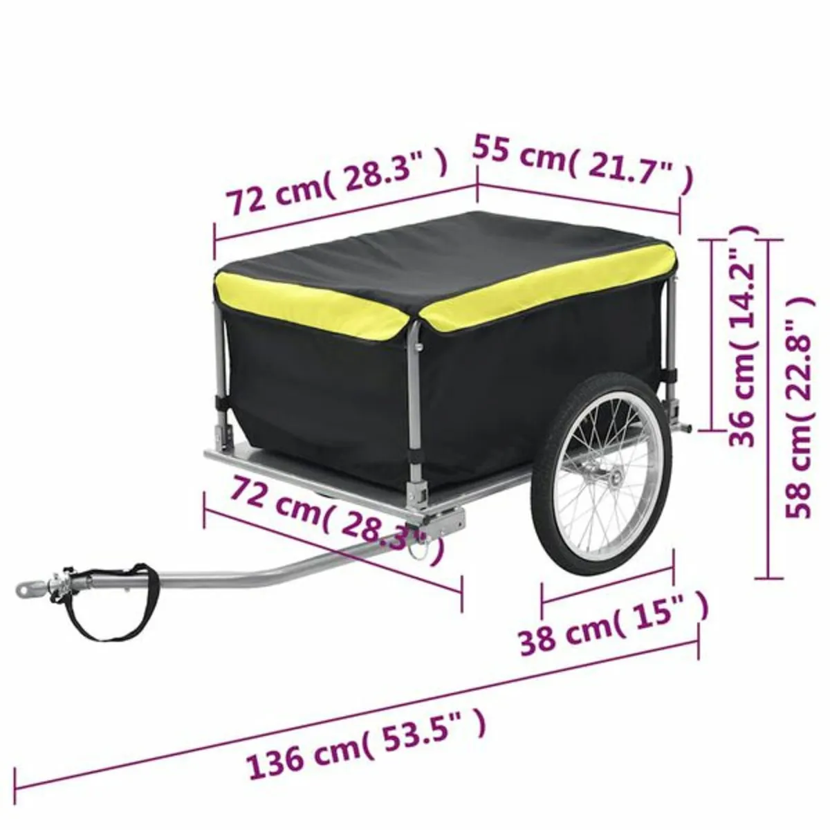 Bike Trailer Black and Yellow 65 kg - Image 3