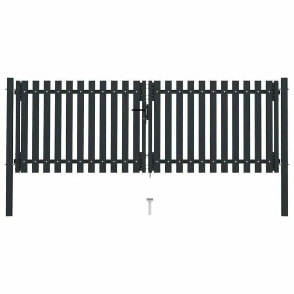 Double Door Fence Gate Steel 306x125 cm Anthracite - Image 1
