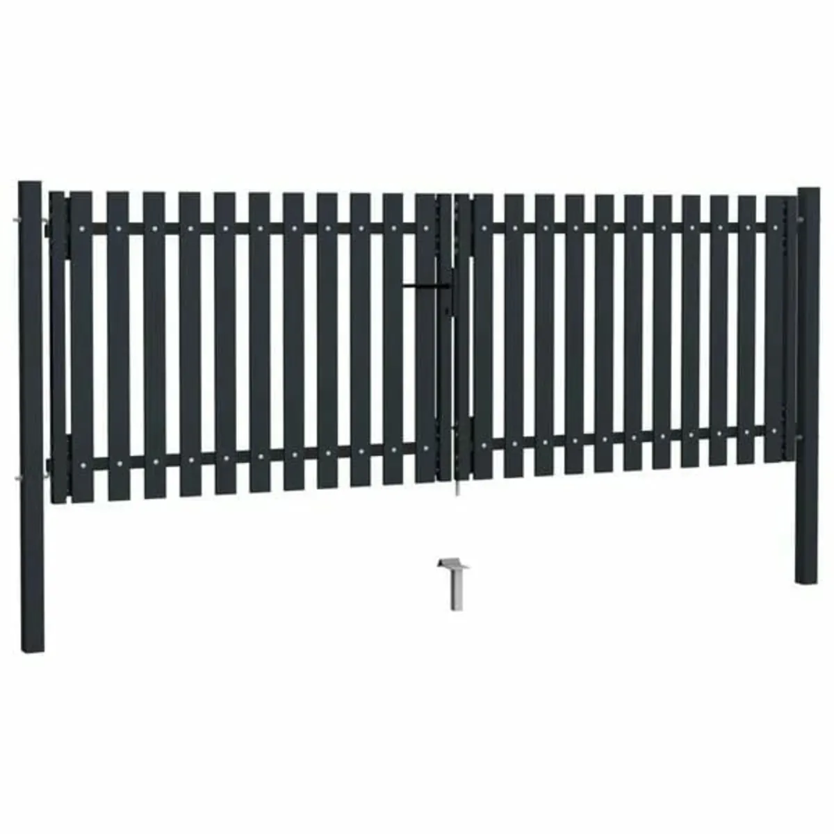 Double Door Fence Gate Steel 306x125 cm Anthracite - Image 2