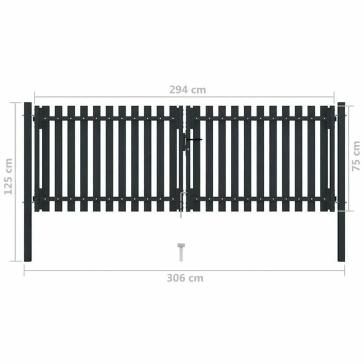 Double Door Fence Gate Steel 306x125 cm Anthracite - Image 3