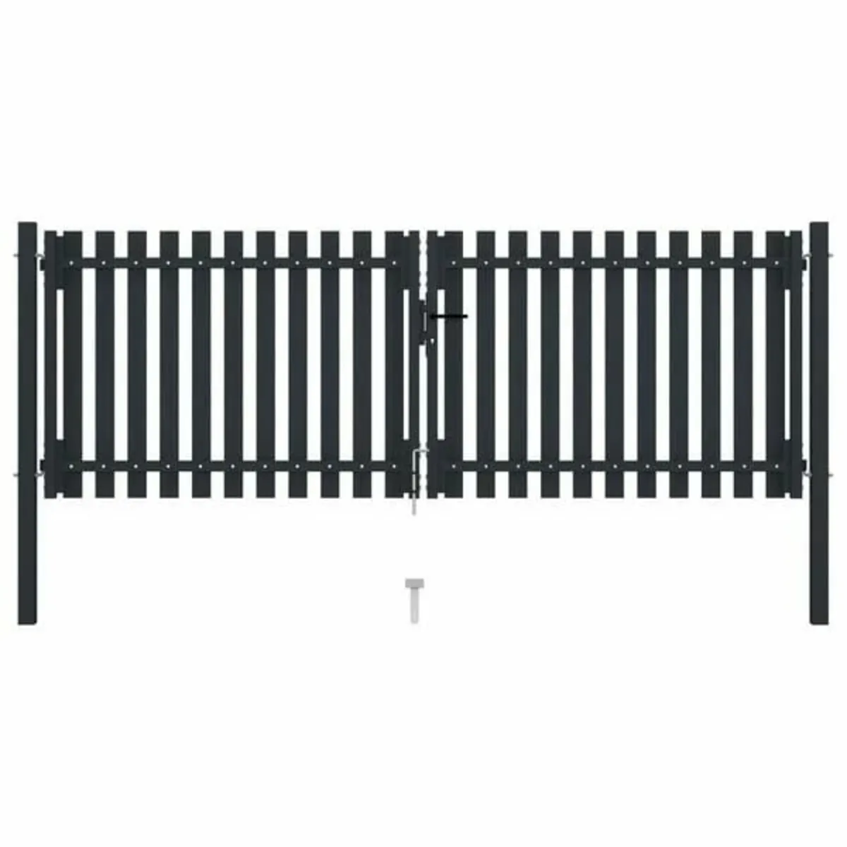 Double Door Fence Gate Steel 306x125 cm Anthracite - Image 4