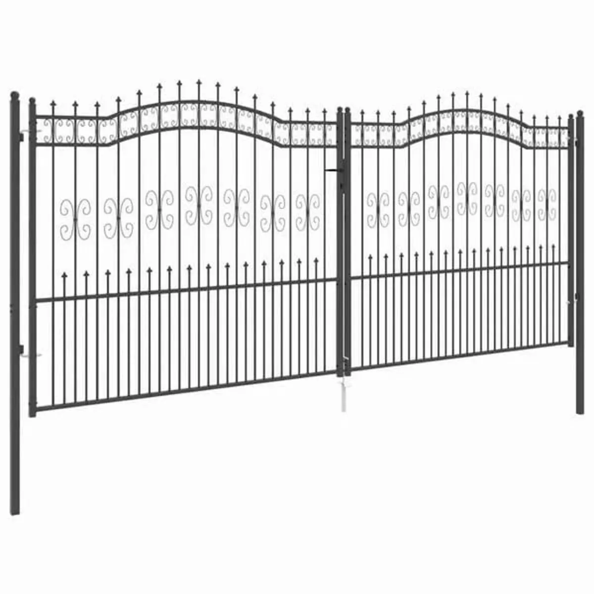 Fence Gate with Spear Top Black 406x175 cm Powder- - Image 4
