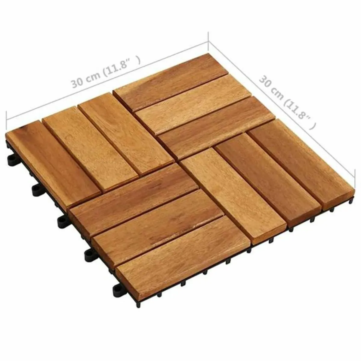 10 pcs Acacia Decking Tiles 30 x 30 cm - Image 3