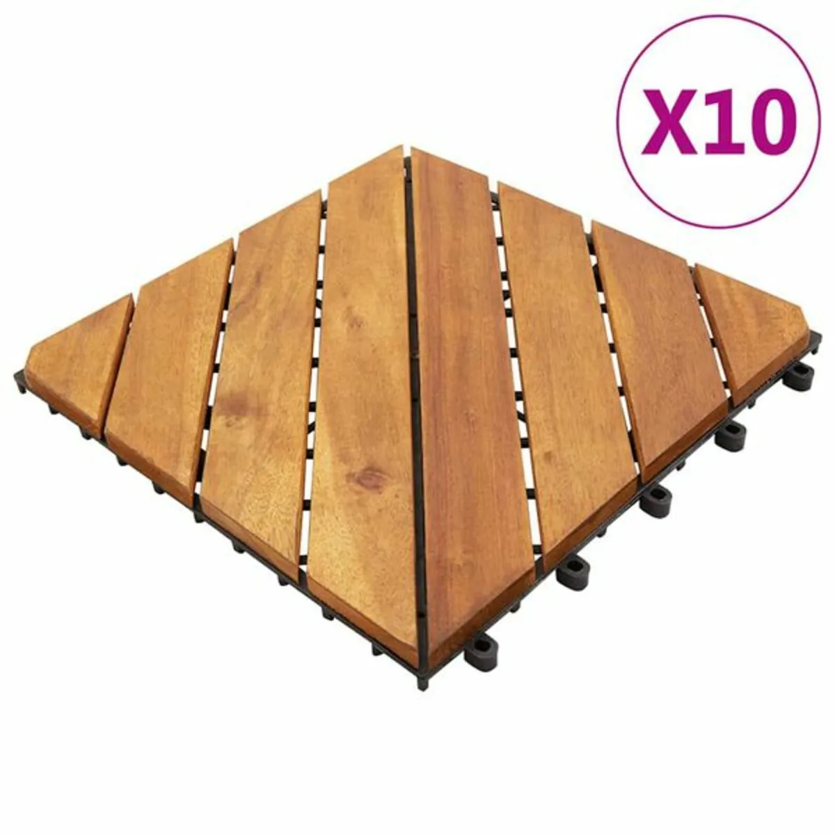 Decking Tiles 10 pcs 30x30 cm Solid Acacia Wood - Image 1