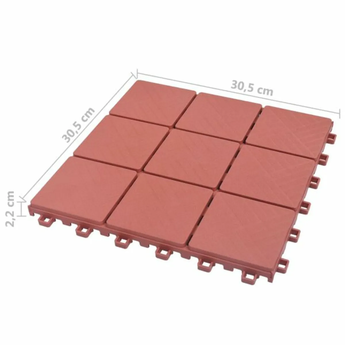 Decking Tiles 10 pcs Red 30.5x30.5 cm Plastic - Image 3