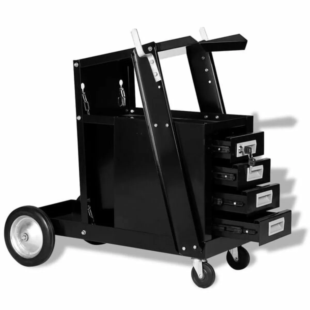 Welding Cart with 4 Drawers Black - Image 1