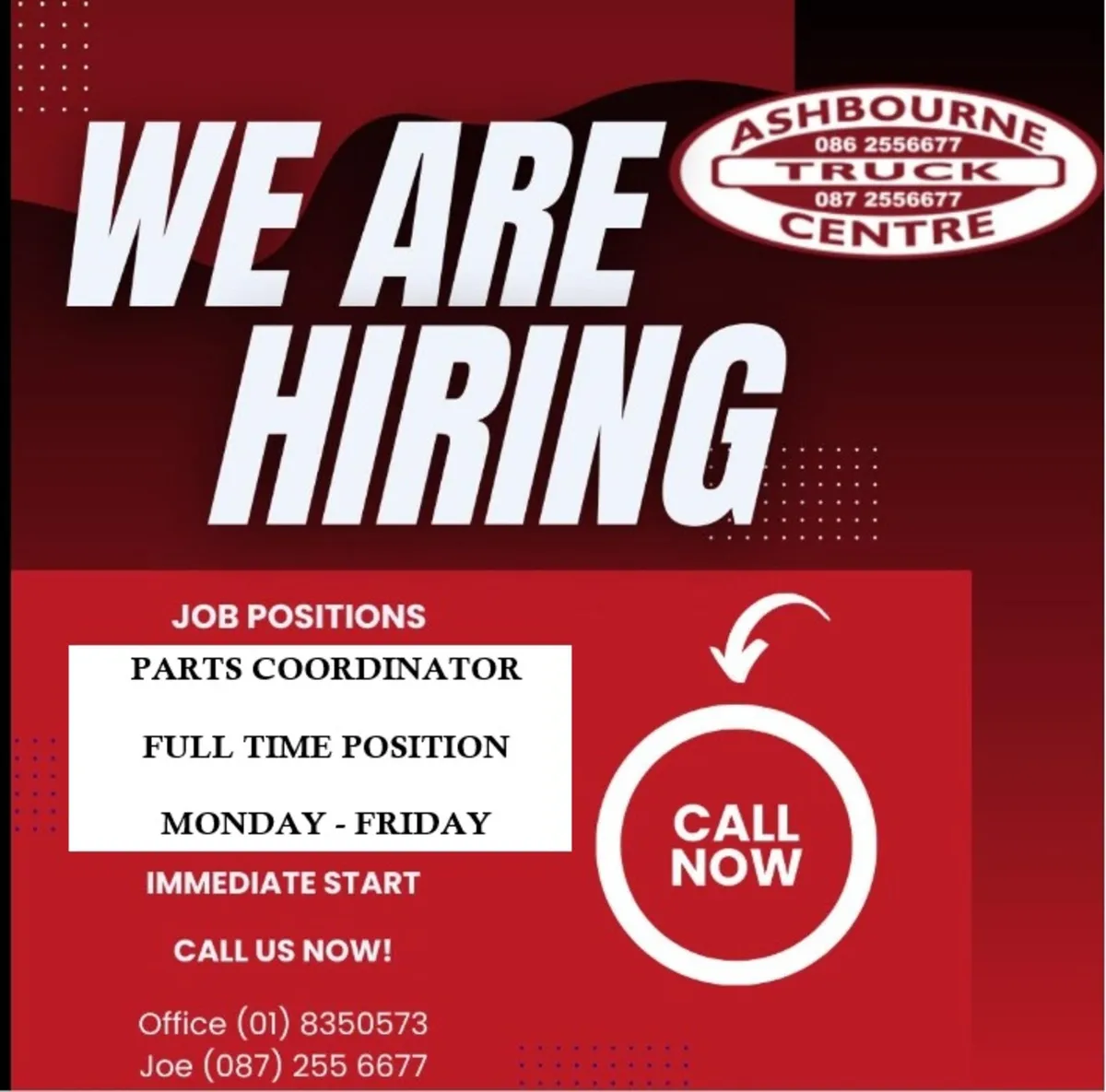 !JOB OPPORTUNITY! PARTS COORDINATOR FULL TIME - Image 1