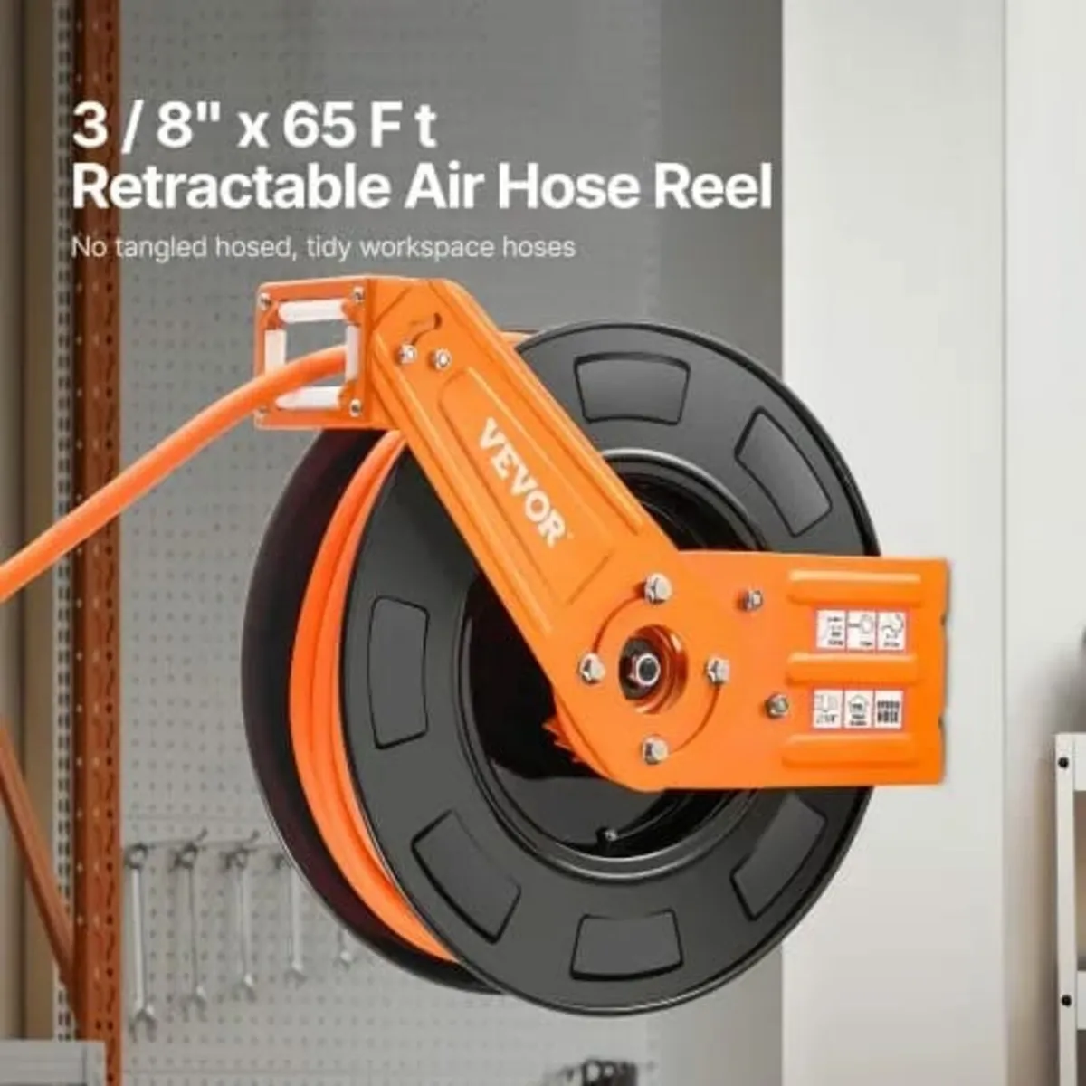 Retractable Air Hose Reel, 3/8 IN x 65 FT Hybrid A - Image 3