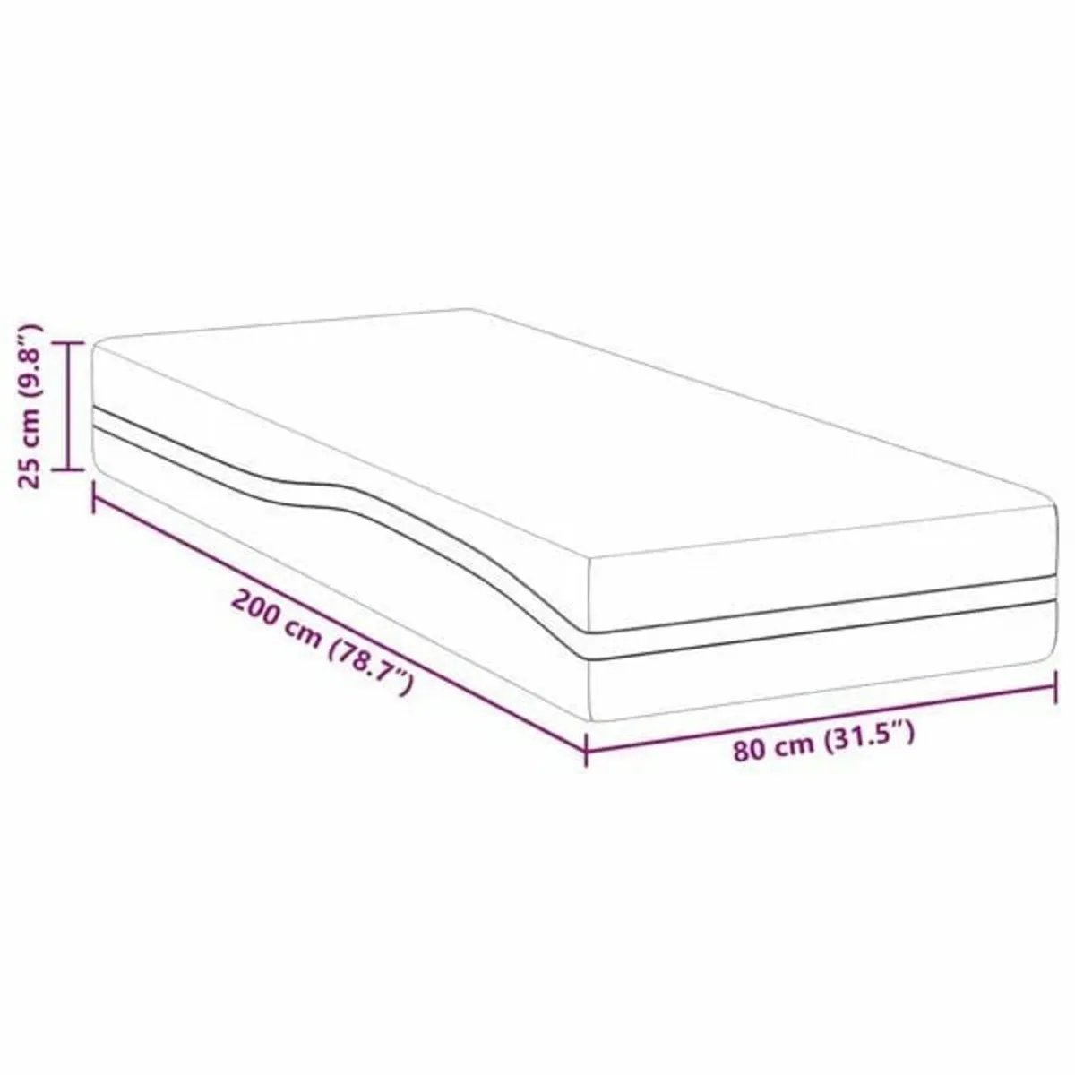 Mattress White and Grey 80 x 200 cm Memory Foam - Image 4