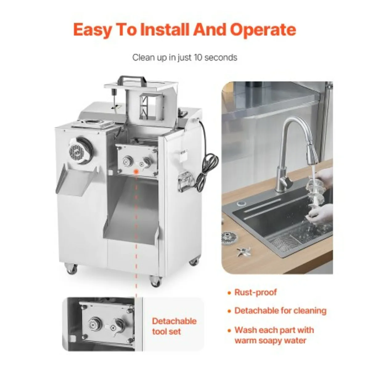 Meat Grinder, 14 Lbs/Min Electric Meat Grinder, Sl - Image 3