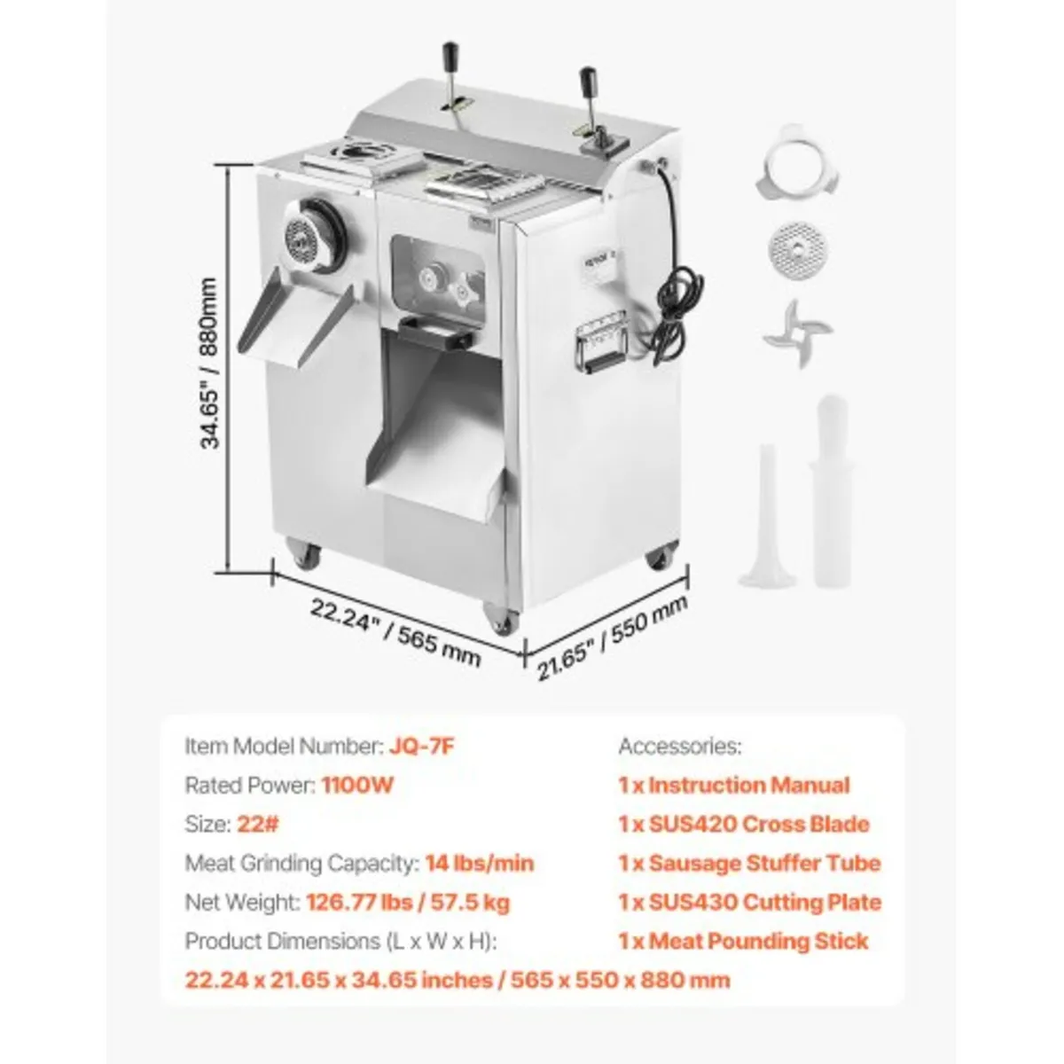Meat Grinder, 14 Lbs/Min Electric Meat Grinder, Sl - Image 4
