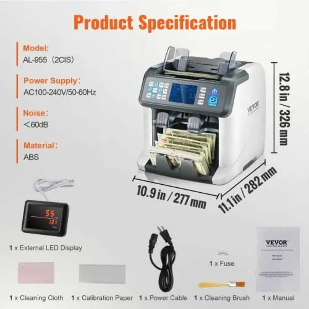 Money Counter Machine, Bill Counter with Mixed Den - Image 3